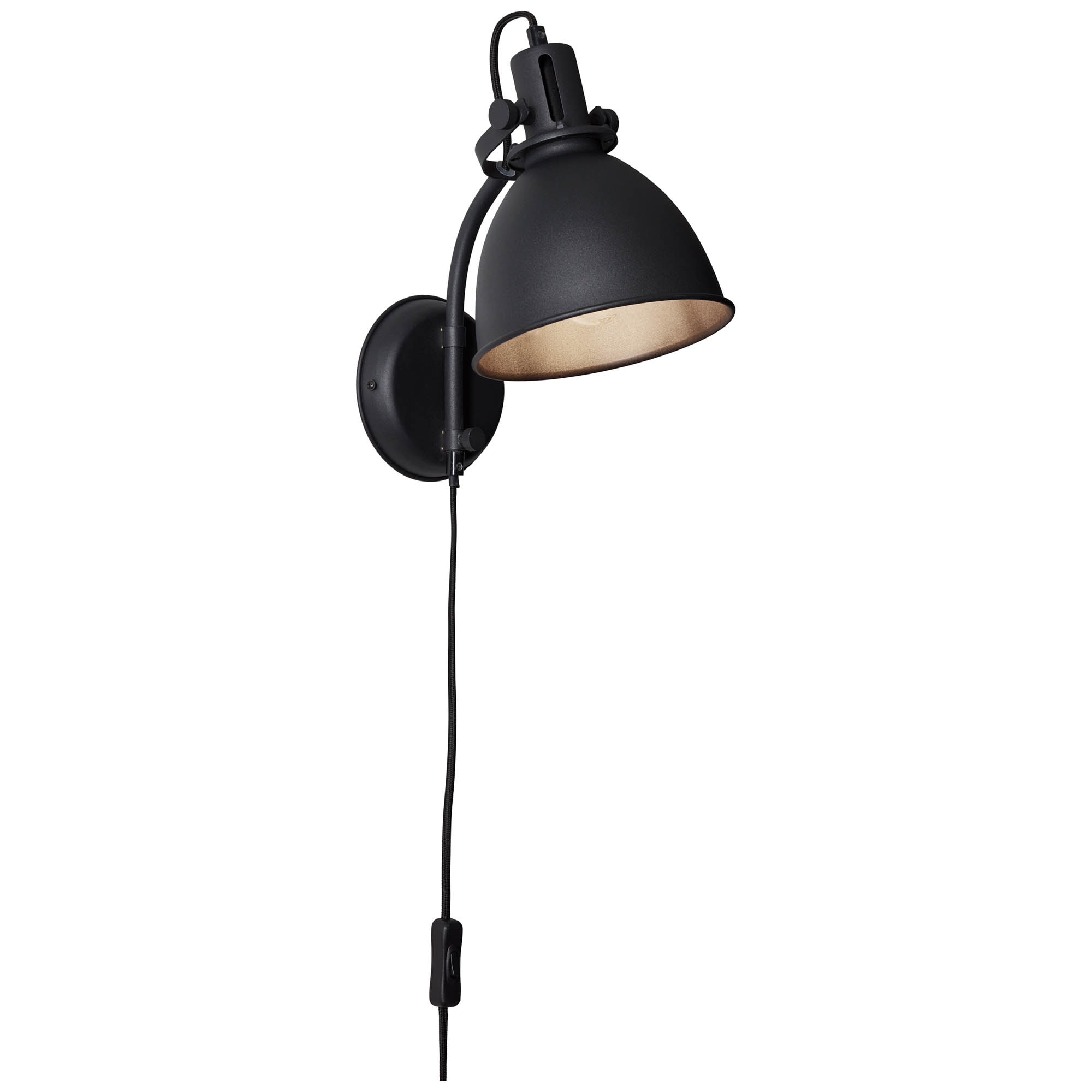 Brilliant Wandleuchte »Jesper«, 1 flammig, Leuchtmittel E27 | ohne Leuchtmittel, Wandlampe Zuleitung und Schalter schwarz korund