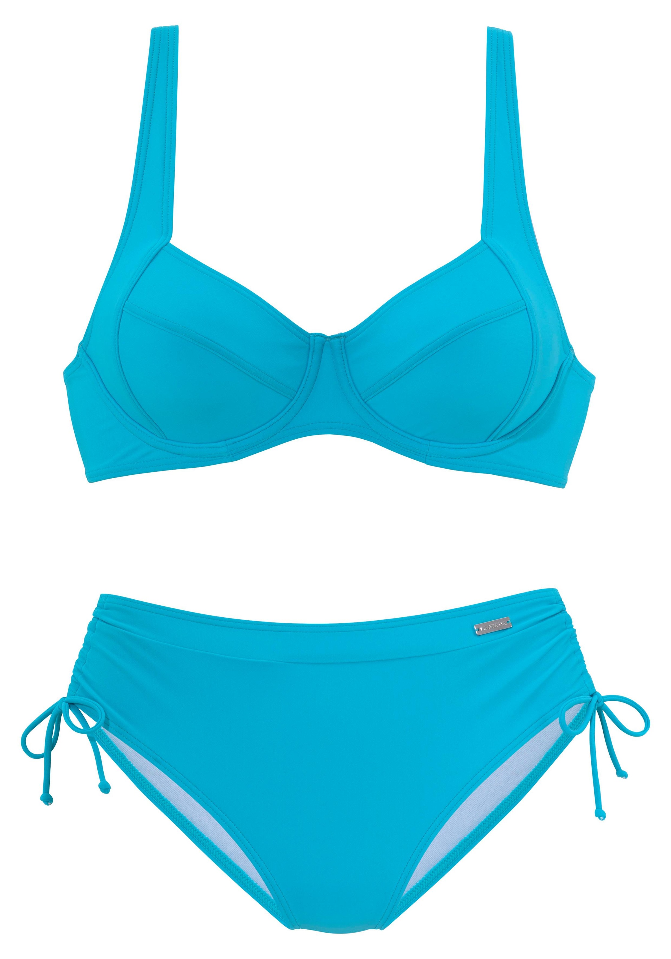 LASCANA, Damen, Bügel-Bikini mit seitlich geraffter Bikinihose, türkis, Cup C, 46 - Cup C, türkis, In modischen Farben
