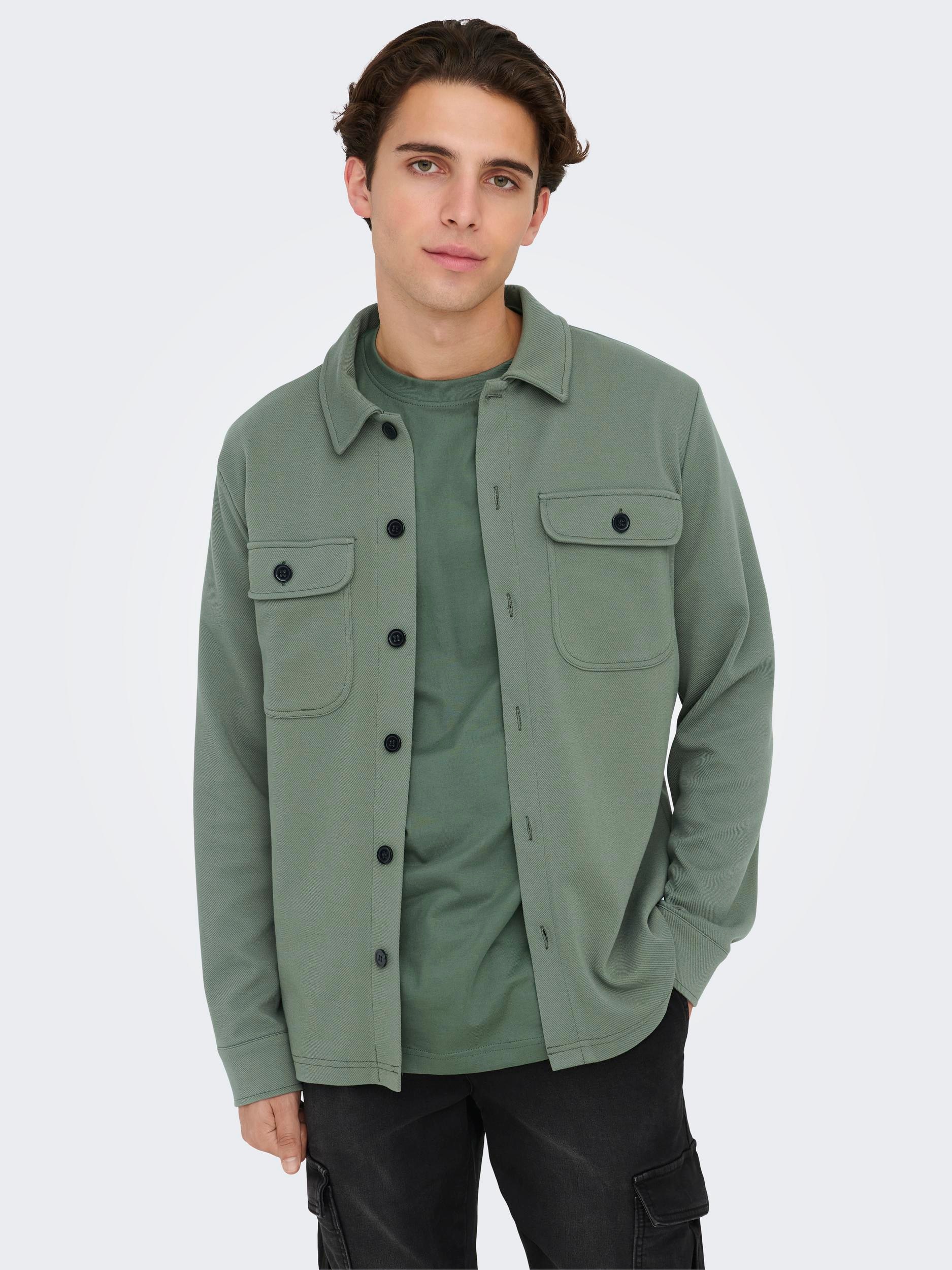 ONLY & SONS Langarmhemd »ONSNEWKODYL OVERSHIRT SWEAT NOOS« Materialmix, regular fit