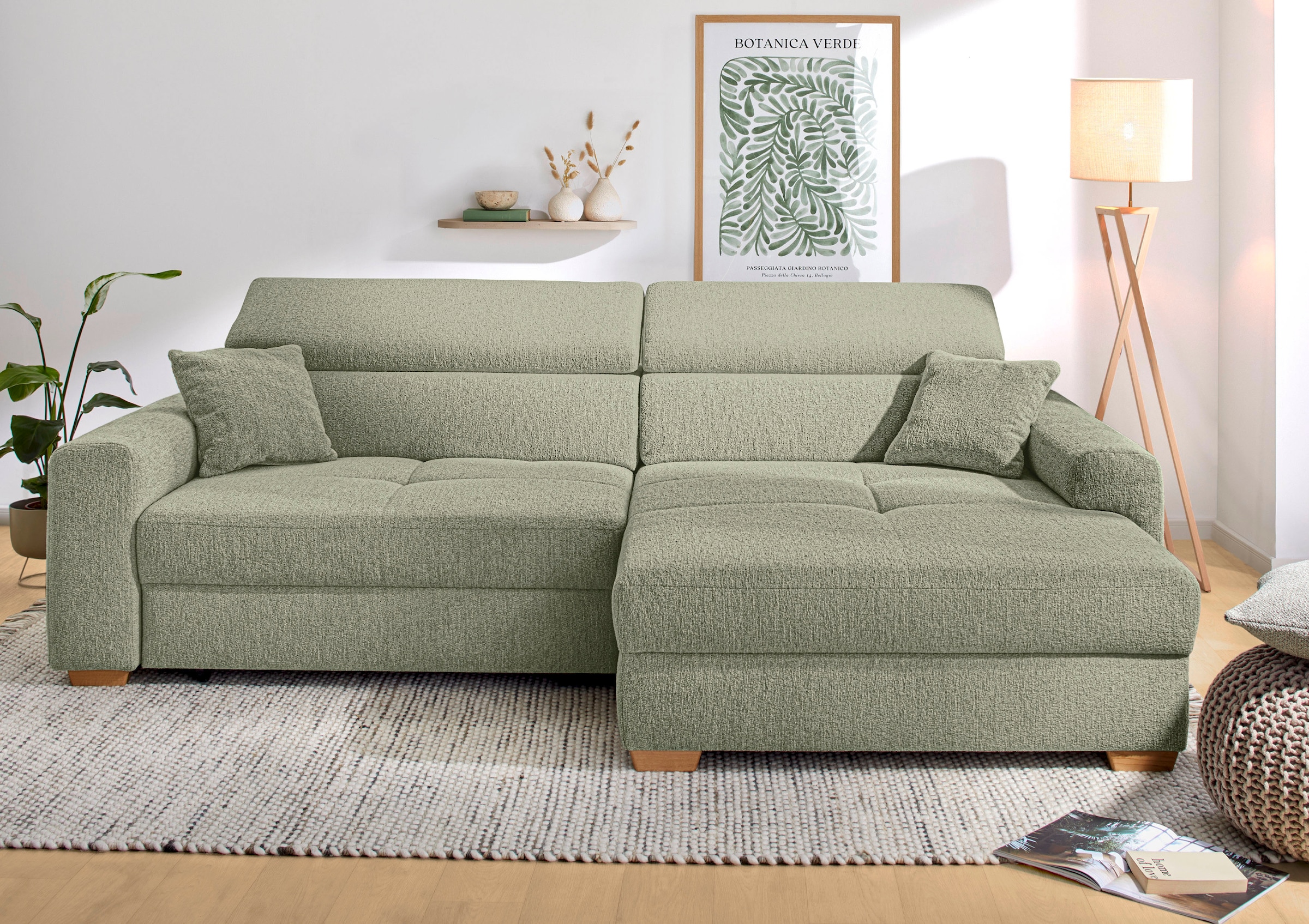 Jockenhöfer Gruppe Ecksofa »Slider L-Form, B: 277 cm Couch, 60cm elektrische Sitztiefenverstellung« 140kg Belastbarkeit, USB-Anschluss, Kopfteilverstellung & Zierkissen