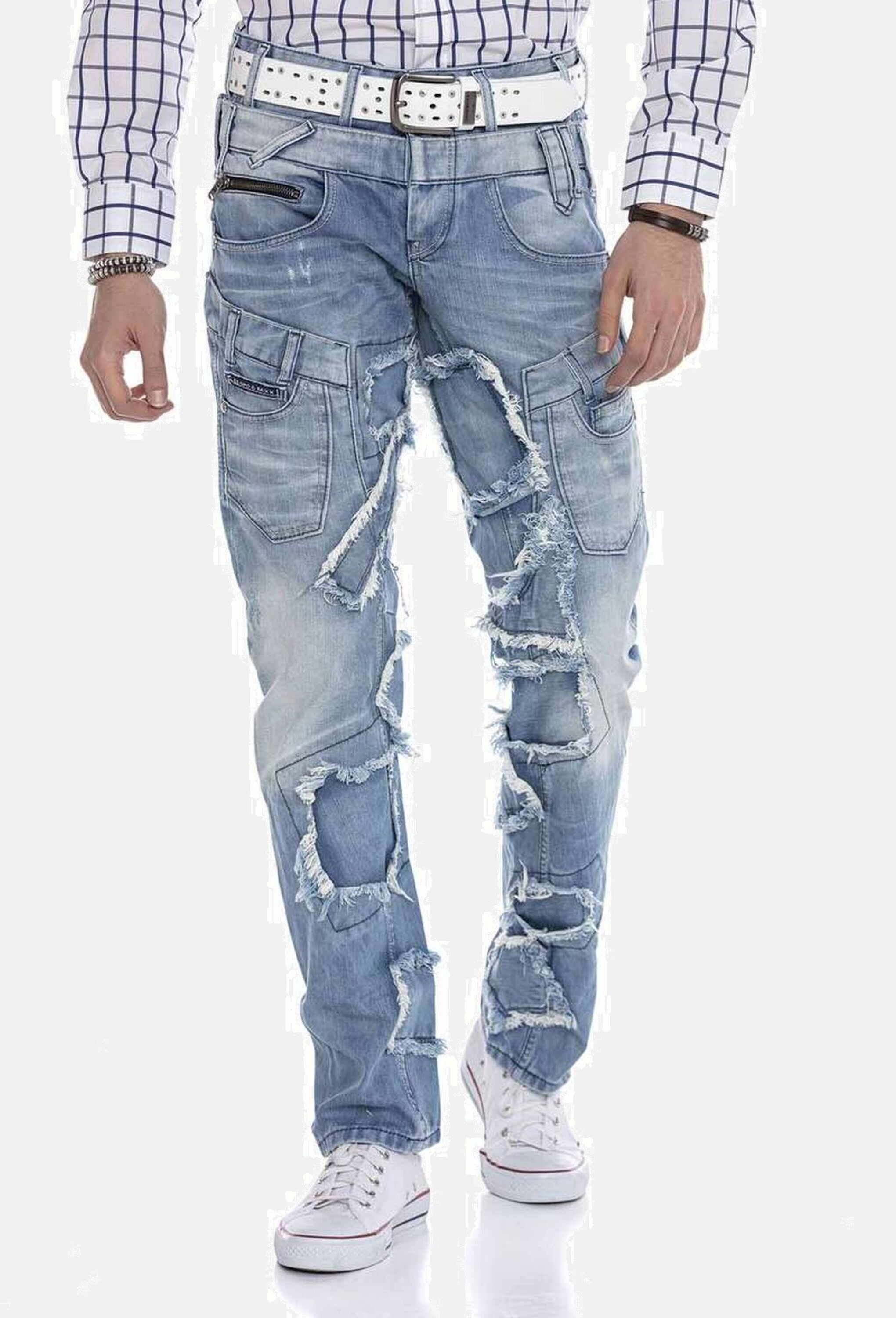 Cipo & Baxx Straight-Jeans »Cipo & Baxx Jeans DENIM« bequeme Jeans im trendigen Patchwork-Design, CD617