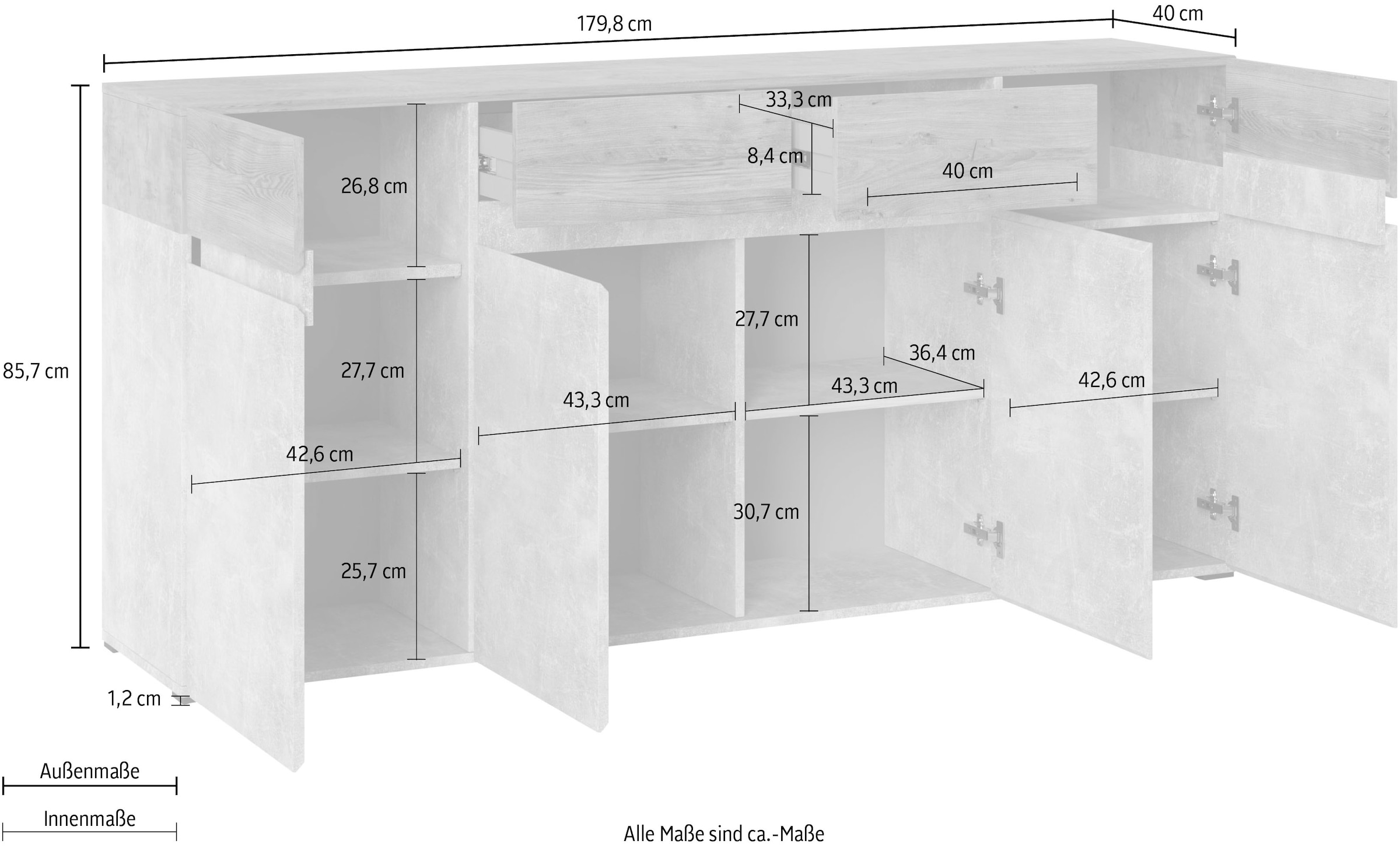 INOSIGN Sideboard »Rimini«, Breite 180 cm bestellen | UNIVERSAL