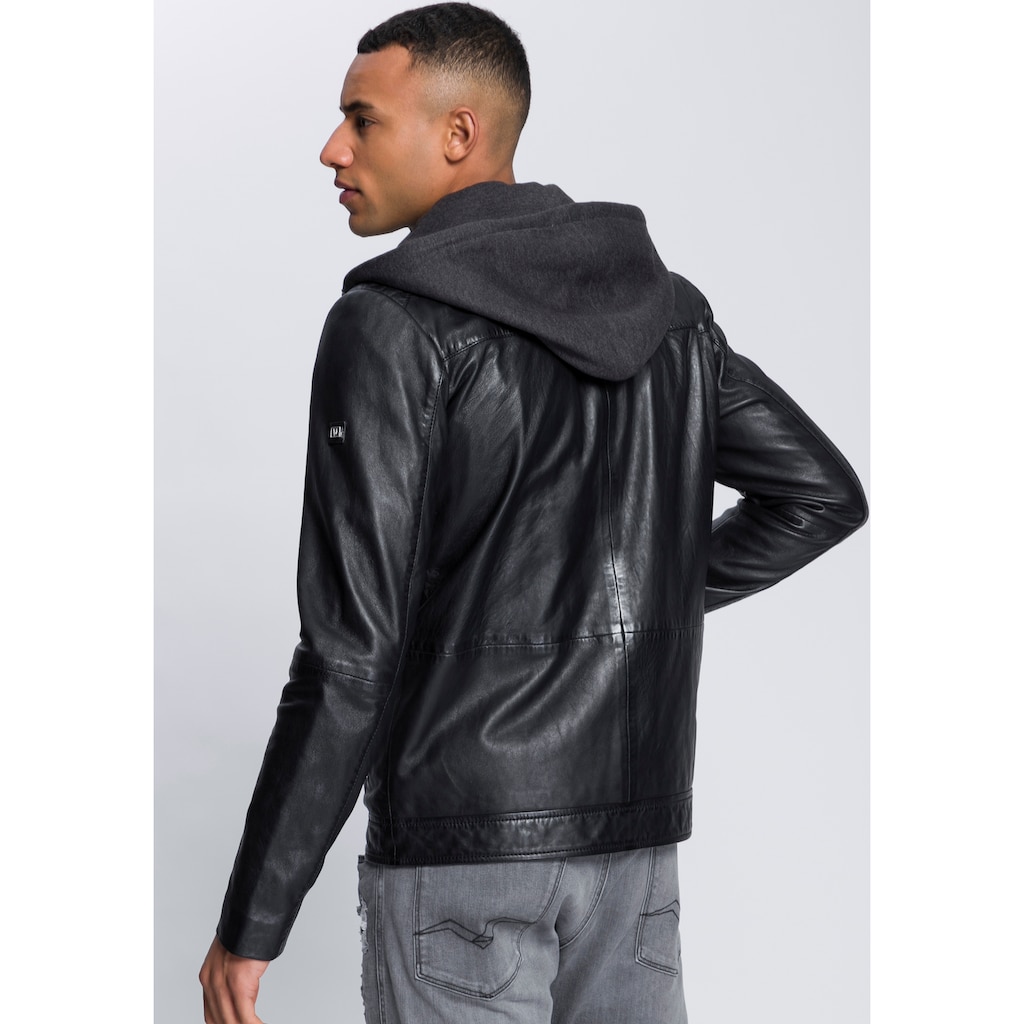 Bruno Banani Lederjacke, mit Kapuze