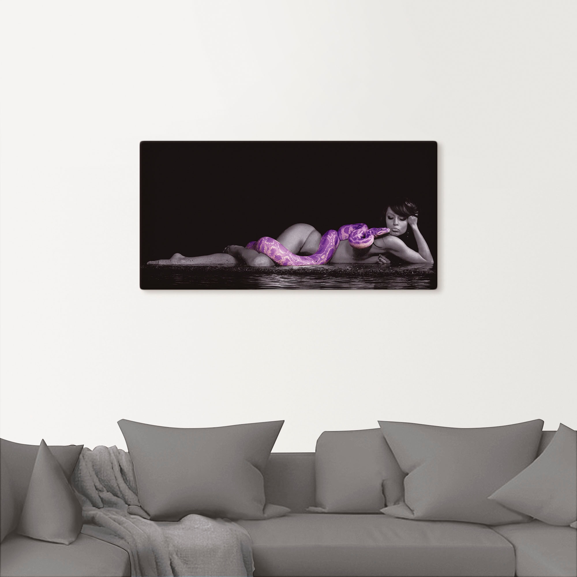 Artland Wandbild »Frau in Wasser liegend mit Python« Frau 1 Stk. tlg. als Leinwandbild in verschied. Größen