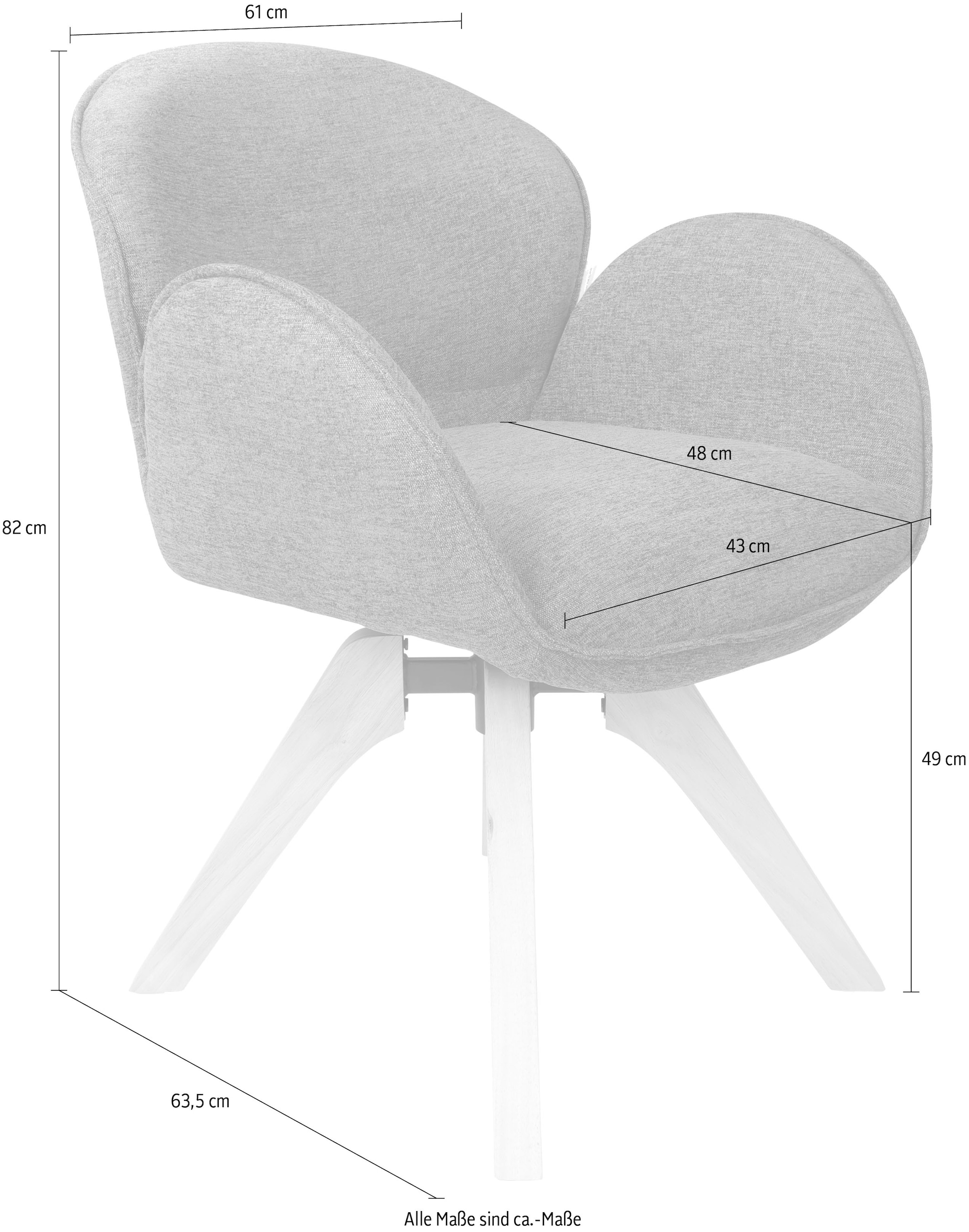 TOM TAILOR HOME Armlehnstuhl »WINGS ARMCHAIR«, (Set), 2 St., Chenille, mit Armlehnen, drehbar, Rückholfunktion, Massivholzgestell