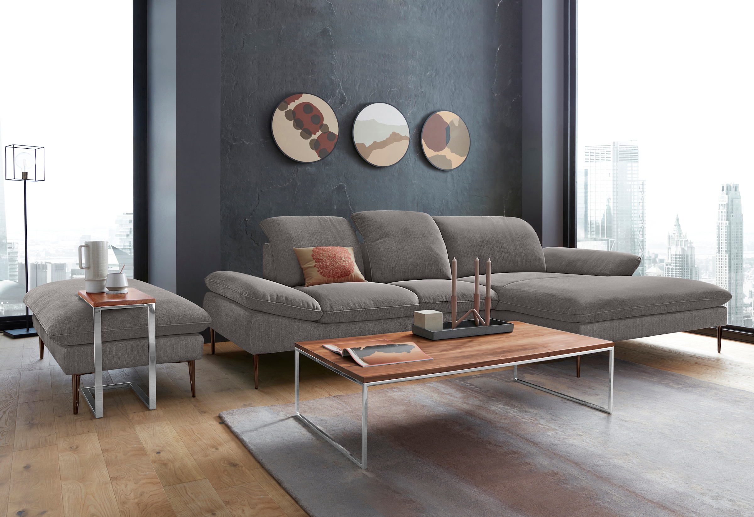 W.SCHILLIG Ecksofa »enjoy&MORE, Designsofa, bequem, zeitlos und elegant, L-Form« Sitztiefenverstellung, Füße bronze pulverbeschichtet, Breite 310 cm