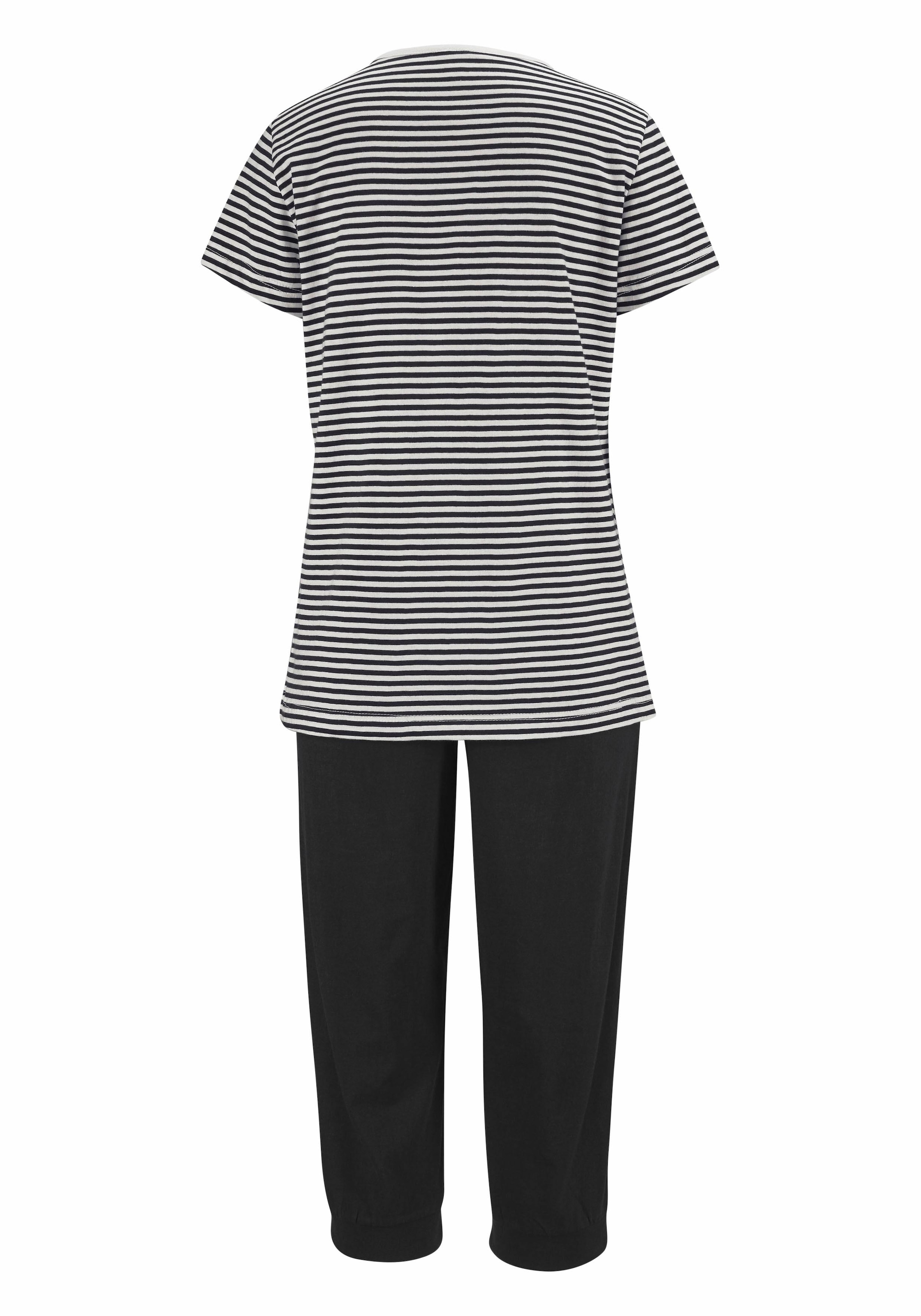 bei Capri-Pyjama, Hose H.I.S und ♕ geringeltem Stück), (2 tlg., legerer T-Shirt mit 1