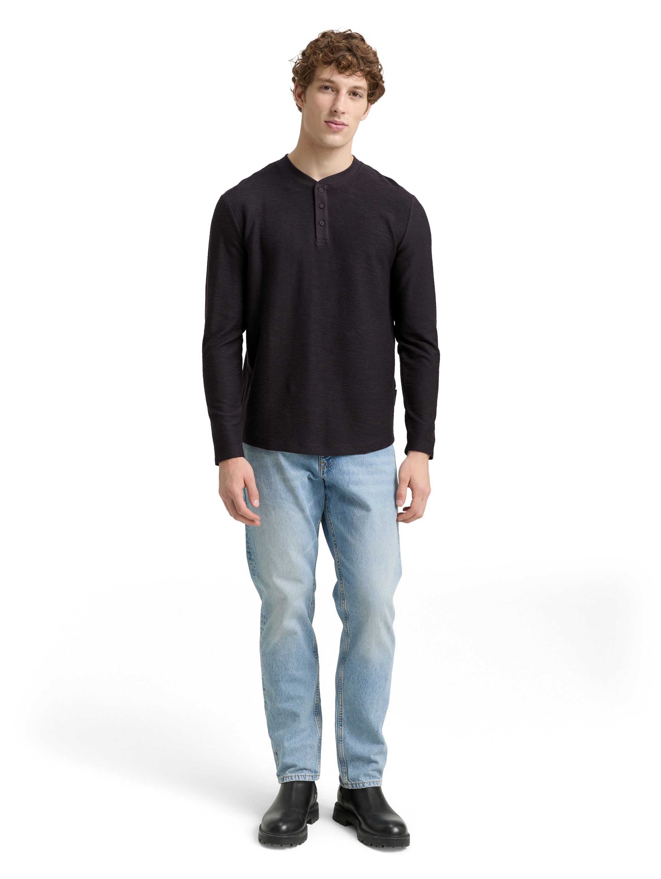 TOM TAILOR Denim Langarmshirt, mit Knopfleiste