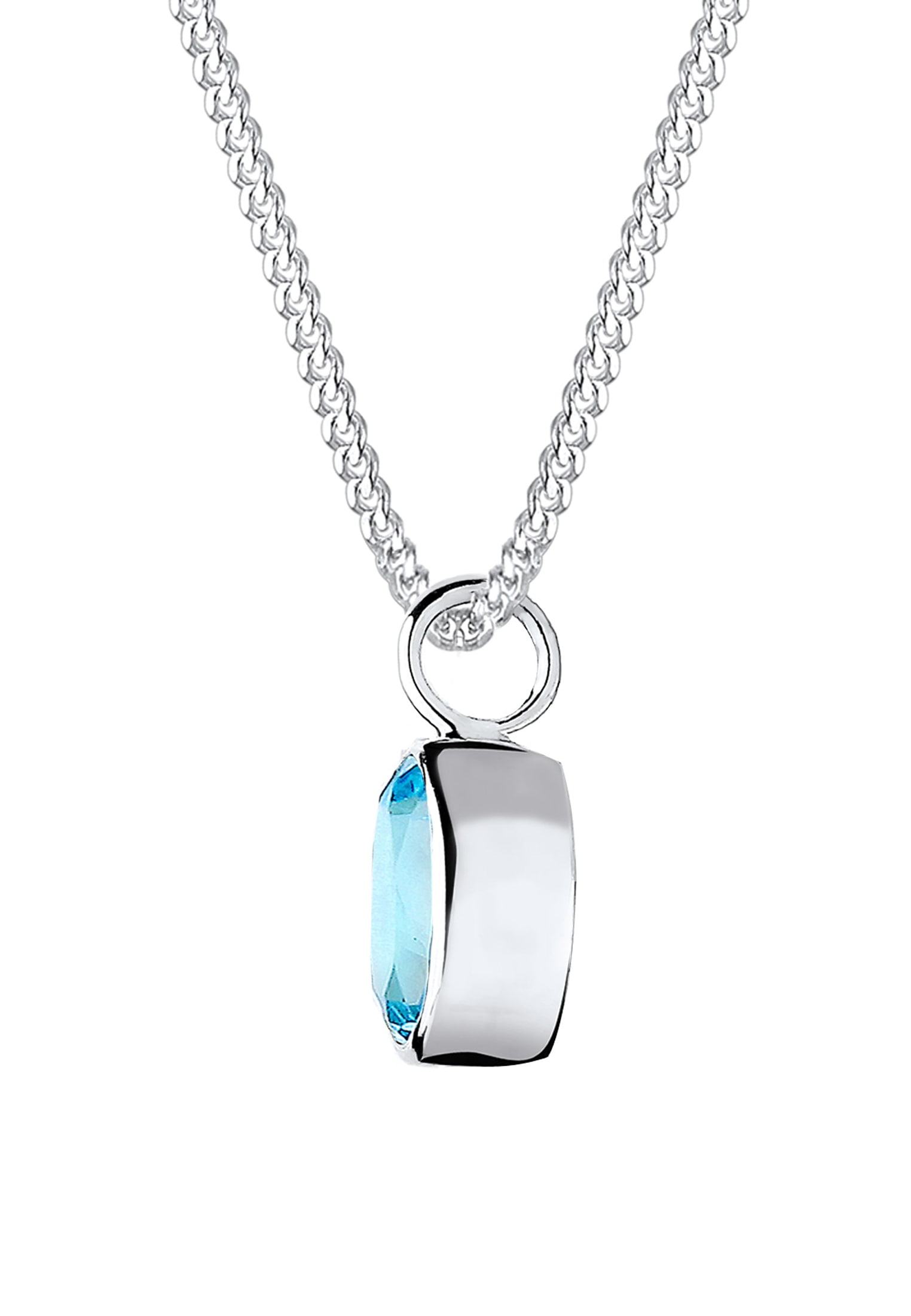 Elli Silberkette »Halskette Geo Oval Topas Edelstein Festlich 925 Silber«