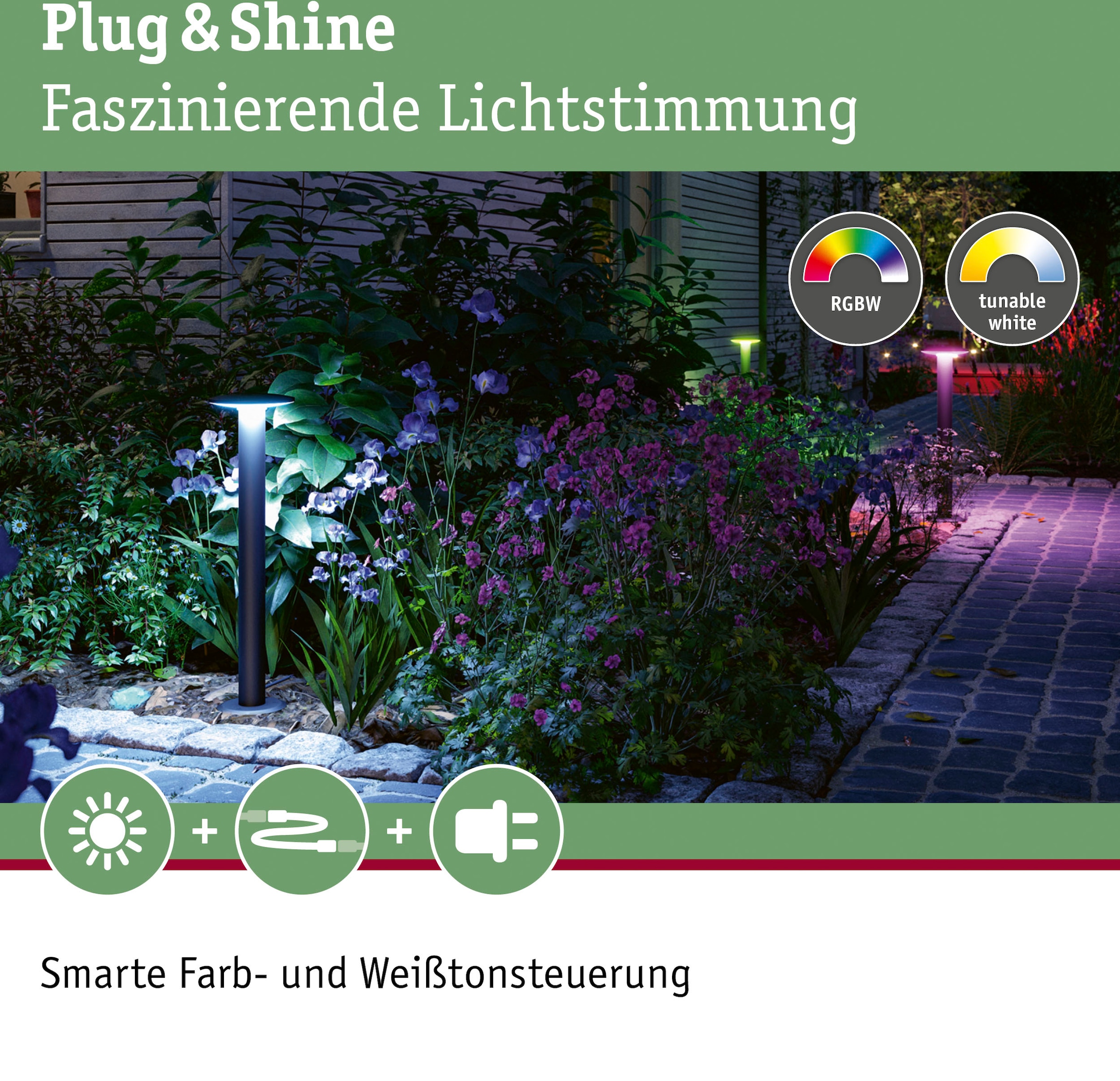 Paulmann LED Pollerleuchte »Outdoor 230V Poller Plate RGBW IP44«, 1 flammig, IP44 RGBW