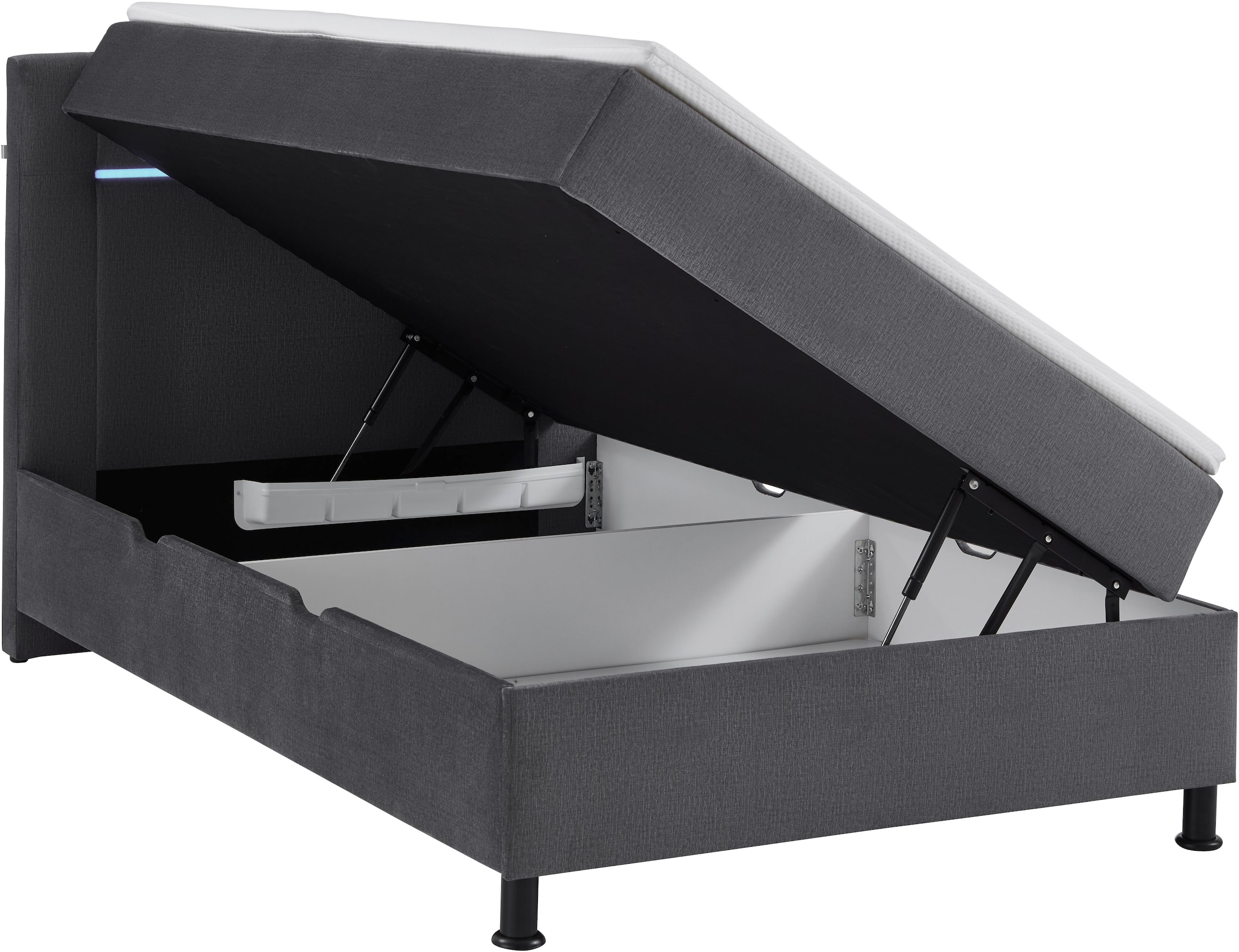 INOSIGN Boxbett »Escalon LED mit Bettkasten, inkl. Topper, LED-Lichtleiste im Kopfteil«, erhältlich in den Breiten 120x200cm und 180x200cm