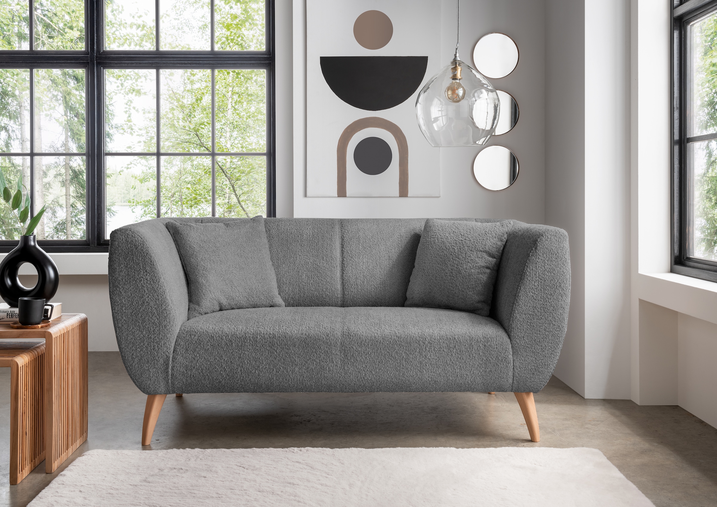 Home affaire Ecksofa »Lazio modern und bequem, schmale Armlehnen, tolle Detailverarbeitung« zwei verschiedene Fußfarben wählbar