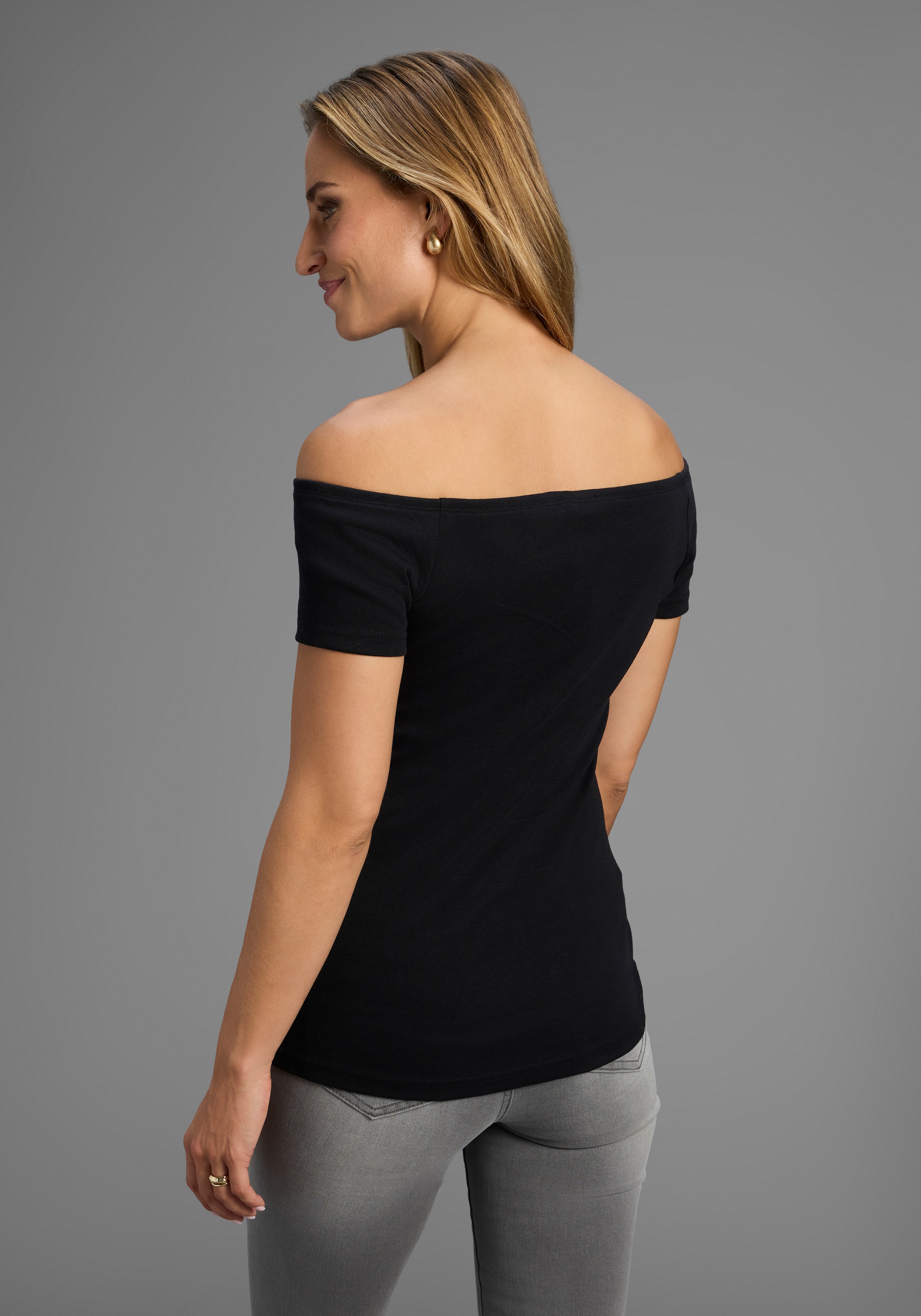 Arizona Carmenshirt »Off-Shoulder«, enge Passform, aus Baumwolle, elastische Rippware