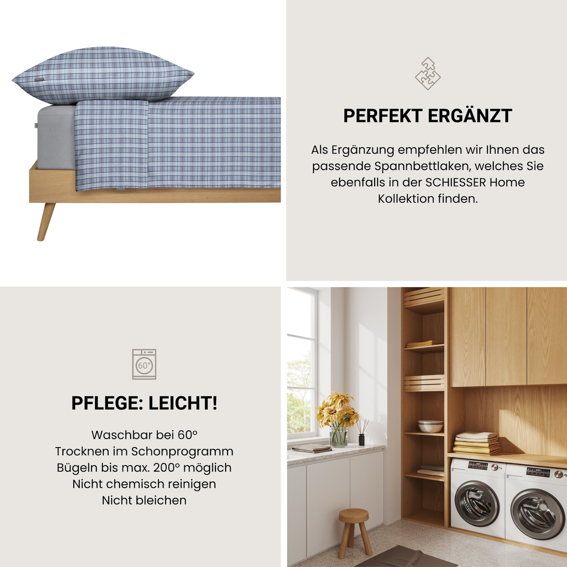 Schiesser Bettwäsche »Kate aus weicher Baumwolle mit zeitlosen Karos« 2 MADE IN GREEN by OEKO-TEX®