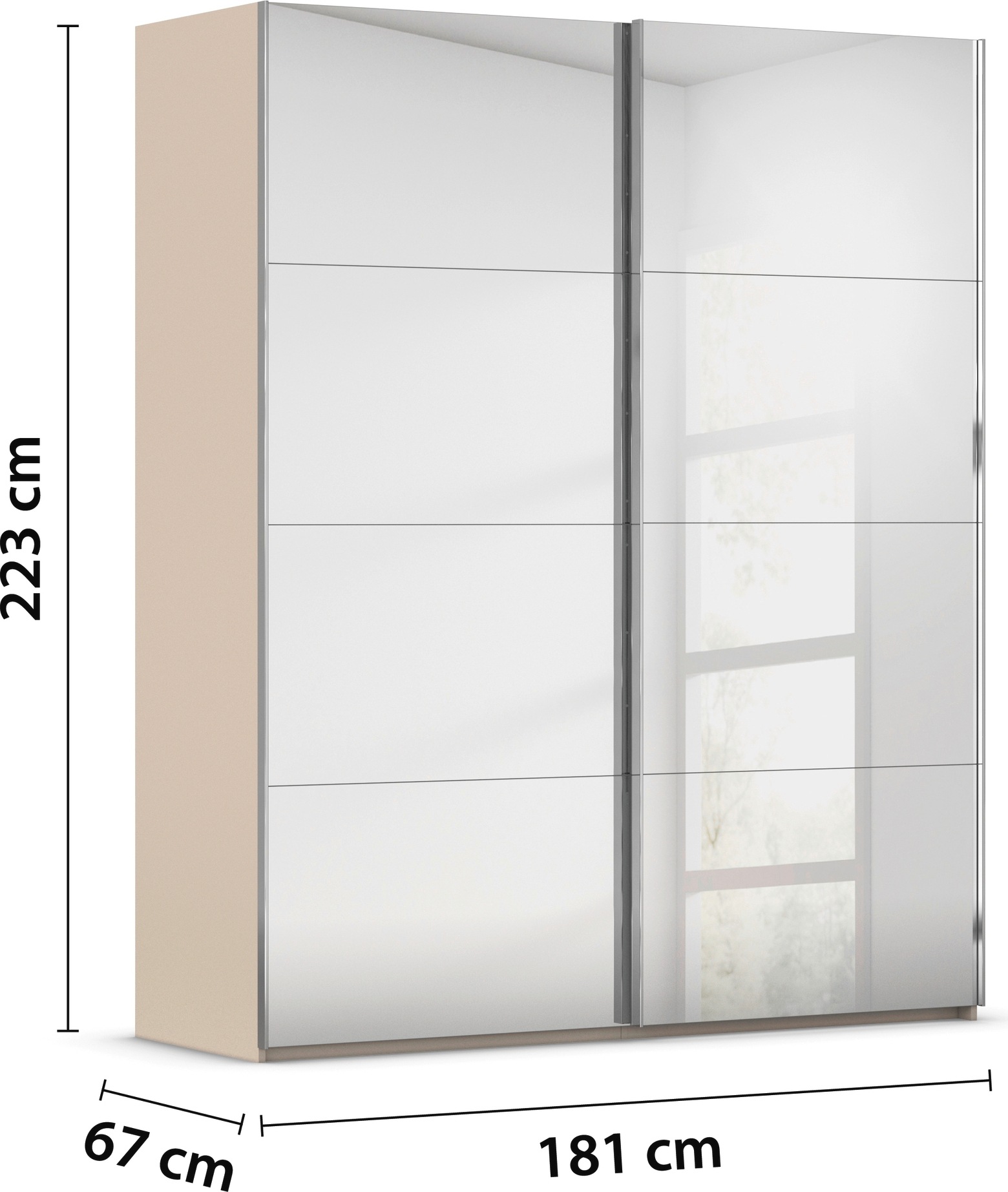 rauch Schwebetürenschrank »Kleiderschrank Schrank Garderobe Schlafzimmerschrank SCALE-FYRA« edle viergeteilte Türen, Spiegelfront und viele Farben MADE IN GERMANY