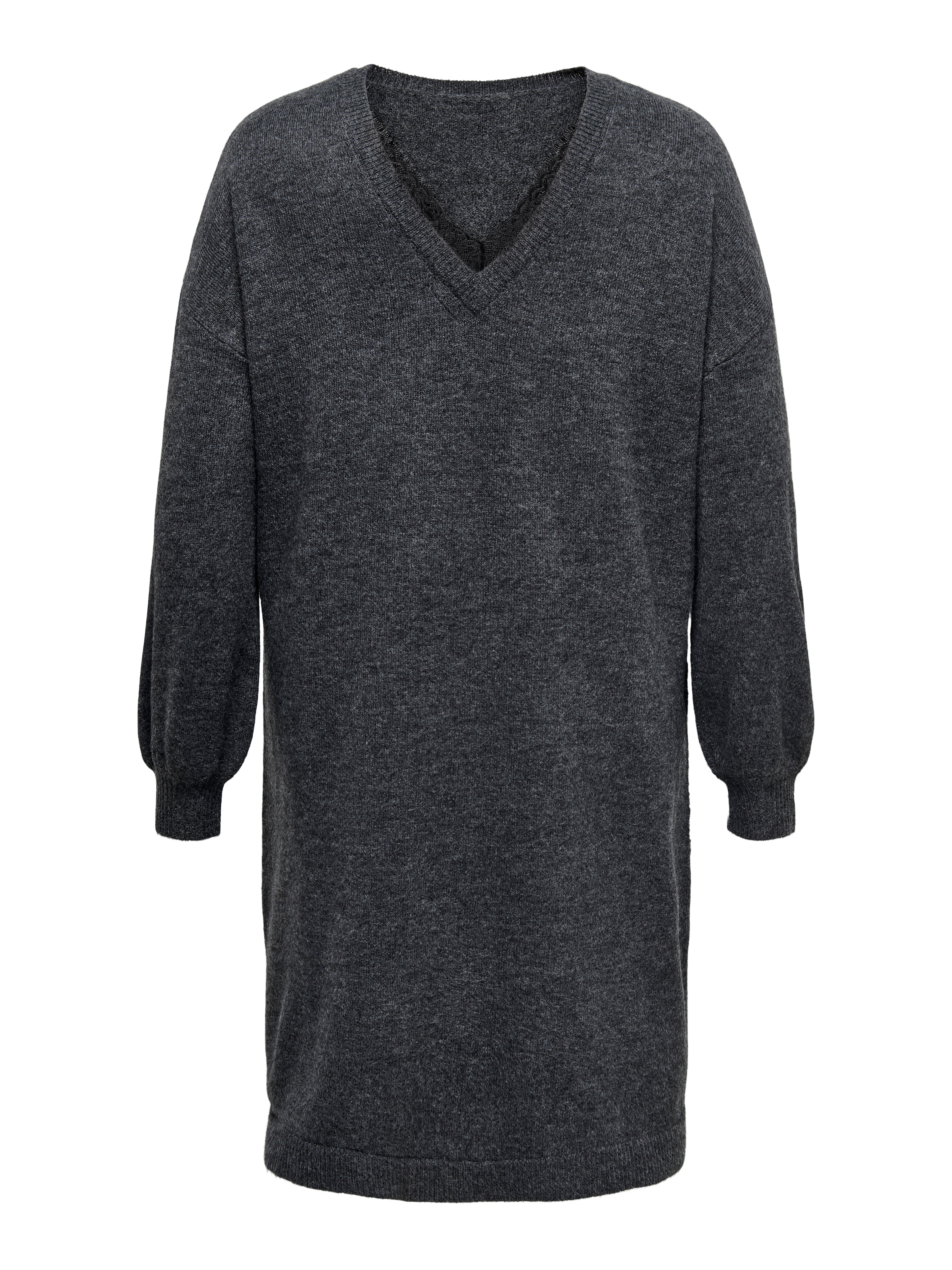 ONLY CARMAKOMA Strickkleid »CARMANIFESTA LS V-NECK DRESS KNT BF«, mit Spitze am Ausschnitt