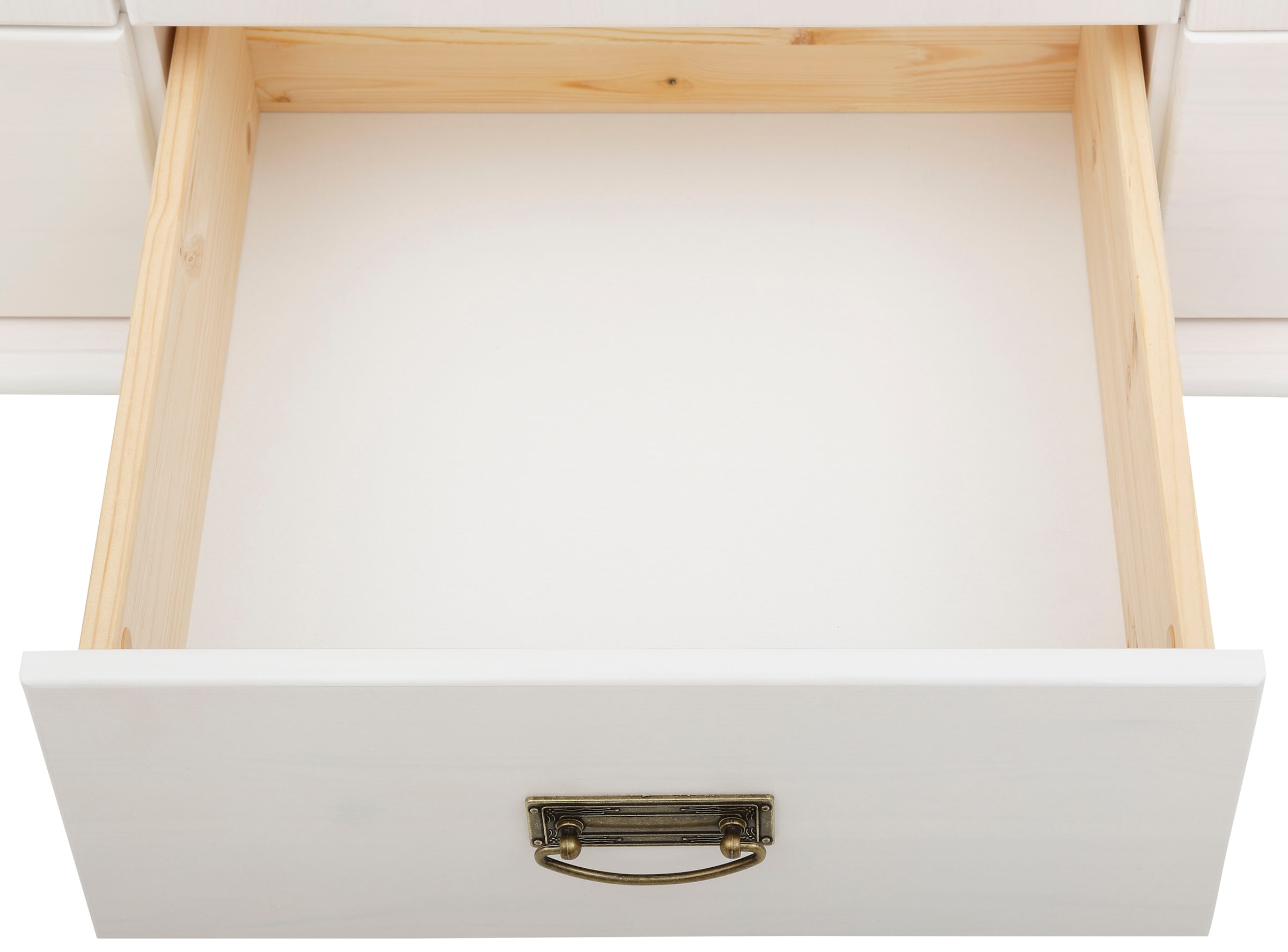 Home affaire Drehtürenschrank »"Aimo", 3 türig, Landhausstil, Kassetten«, (B/H/T ca. 152/191/59 cm), aus Massivholz; FSC®-Holz, Messinggriffe, Schubladen, stabile Qualität