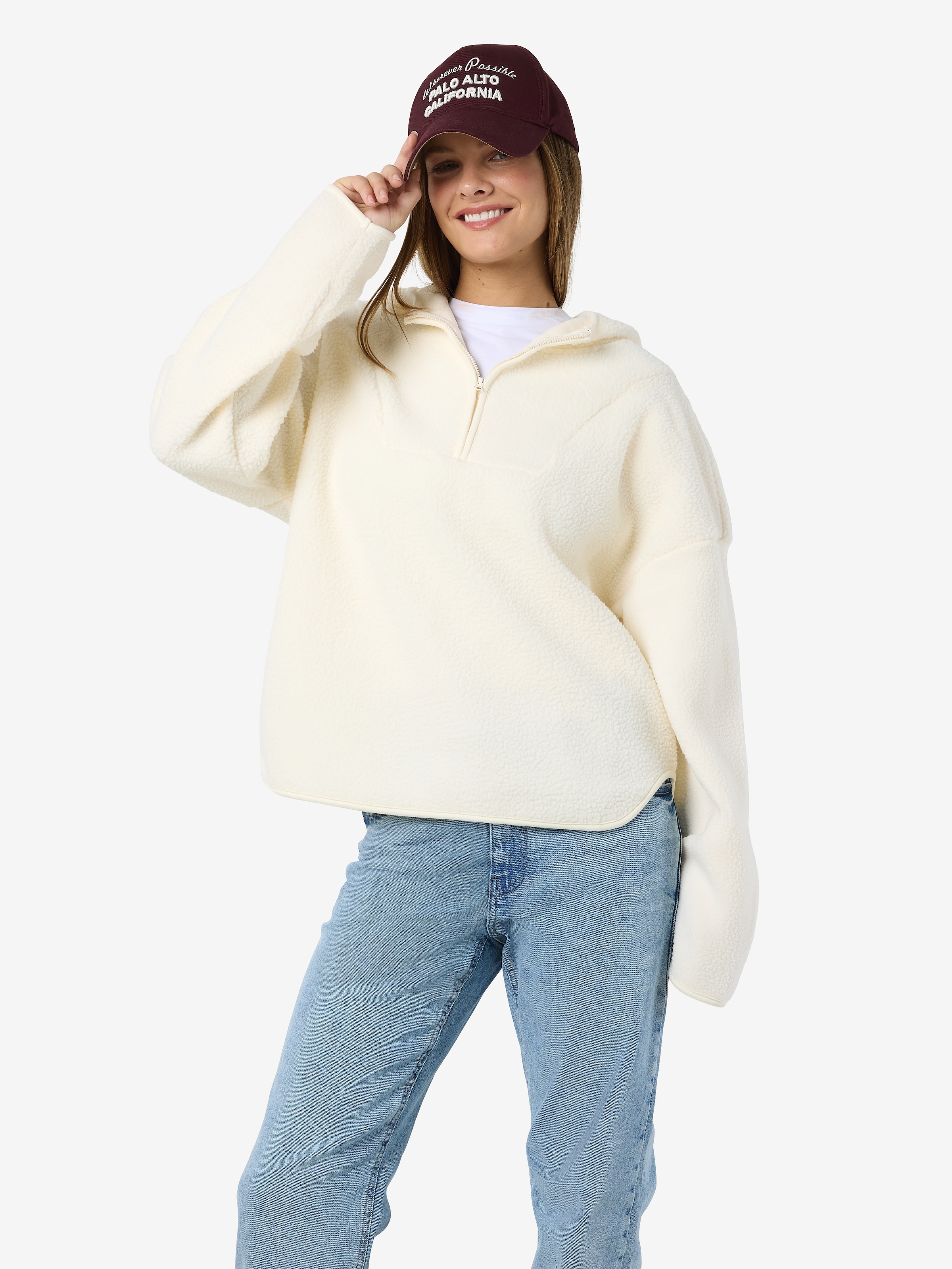 Noisy may Fleecepullover »NMCOZY L/S HALFWAY ZIP SWEATER JRS NOOS«