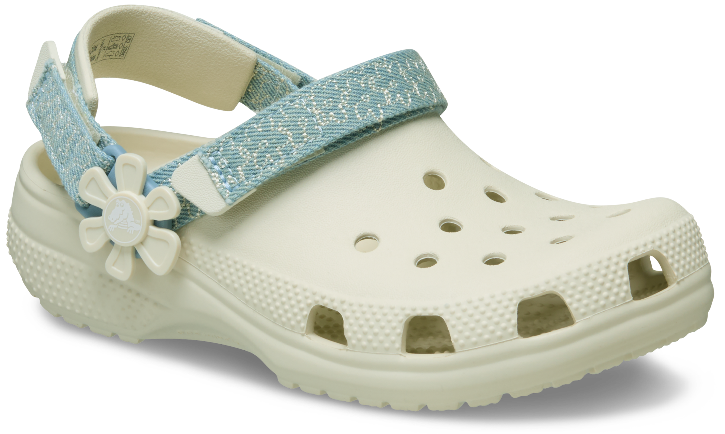 Crocs, Damen, Clog »Classic Flower« Sommerschuh, Strandschuh, Sandale mit Klettverschlüssen, offwhite, Summit White, 38, offwhite, Summit White, 