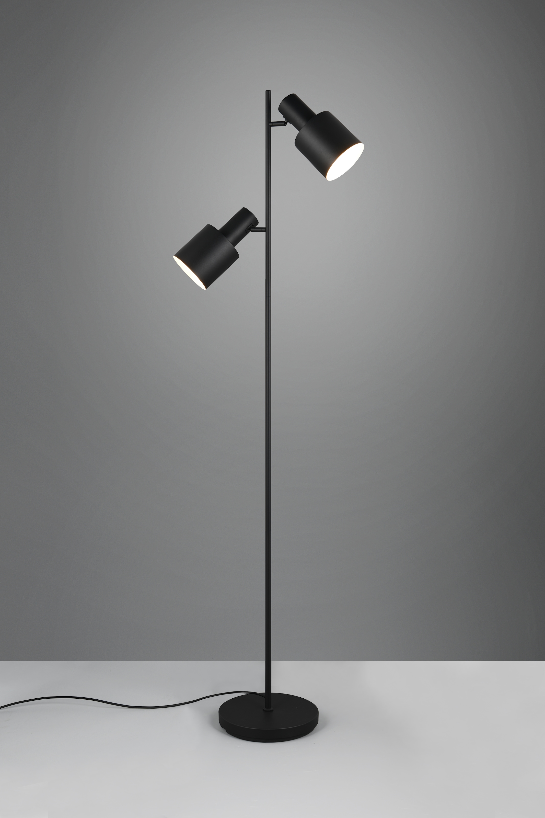 TRIO Leuchten Stehlampe »AGUDO, Stehleuchte 2-flammig, exkl 2xE27 max 10W, mit Fußschalter« E27 1 Stk. warmweiß - kaltweiß 161cm hoch, Metall Lampenschirme, Stehlampe Wohnzimmer Esszimmer