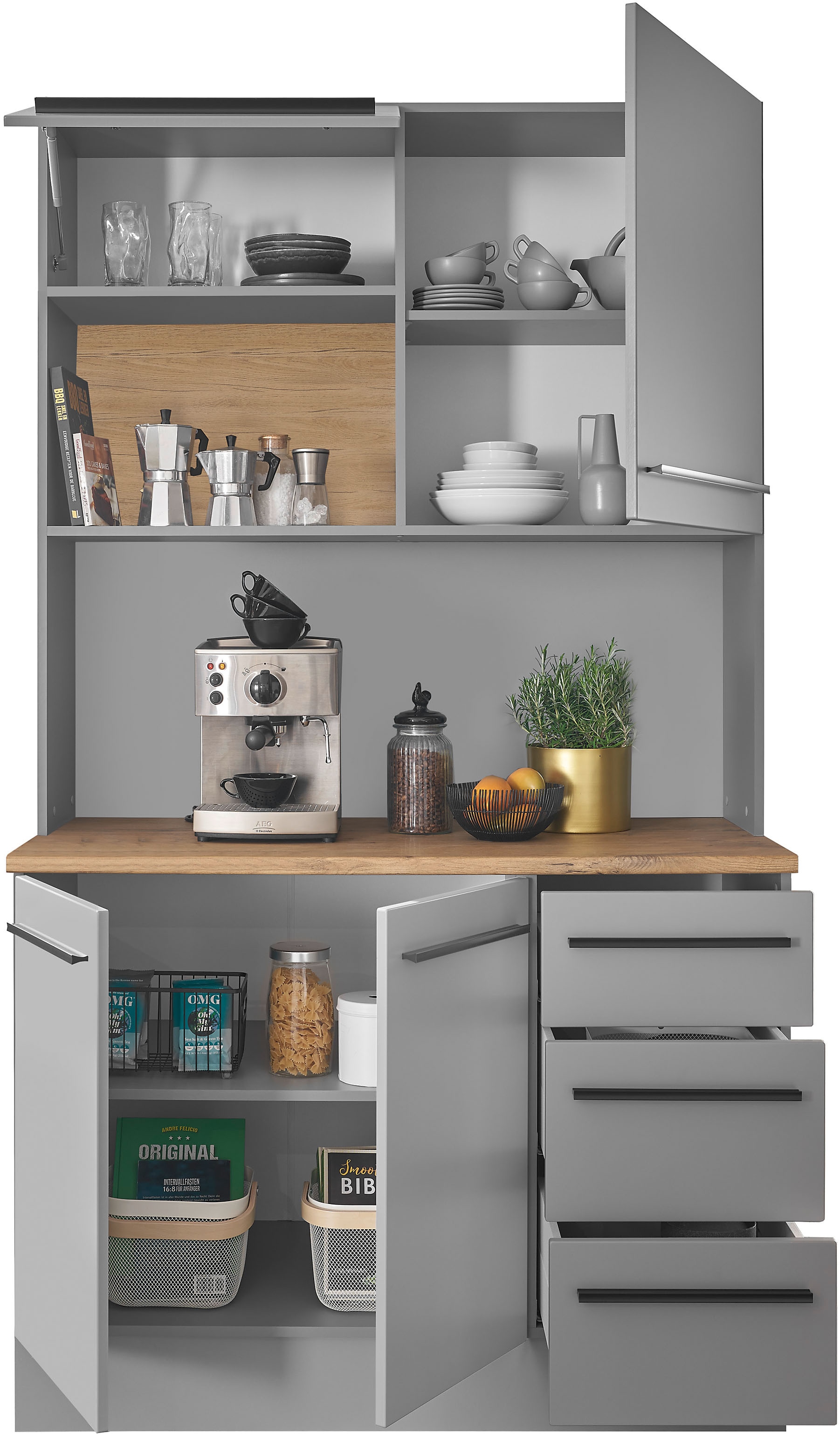 BASIC by Balculina Buffet »Denver, Küchenbuffet BxHxT 120x211x60«, (1 St.), Breite 120cm, Soft-Close für Türen und Schubkästen