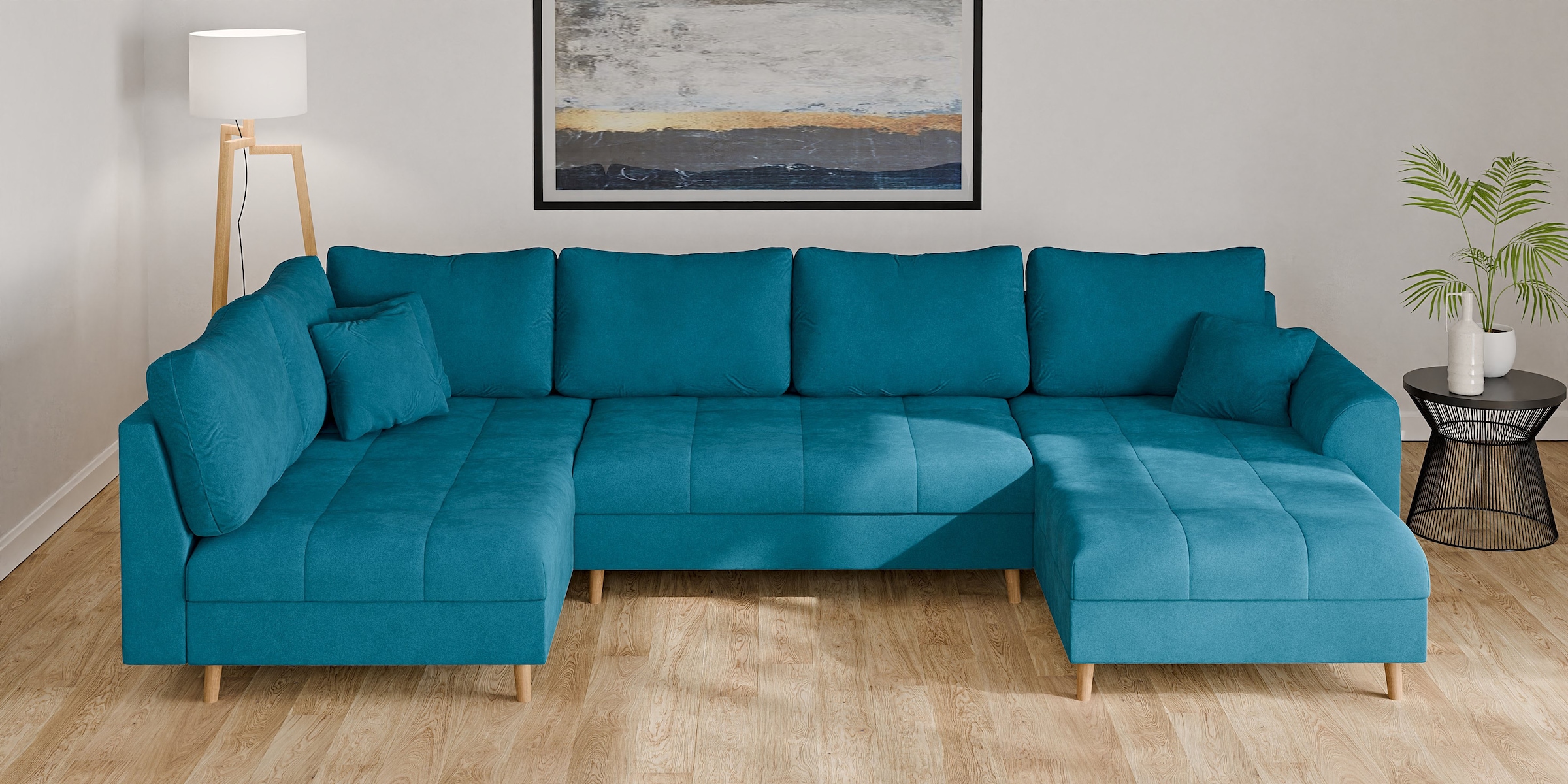 Home affaire Wohnlandschaft »CHARRE U-Form mit Ottomane, Maße B/T/H: 310/161/81 cm« feine Steppung, lose Rücken- und Zierkissen, auch in Cord und Bouclé