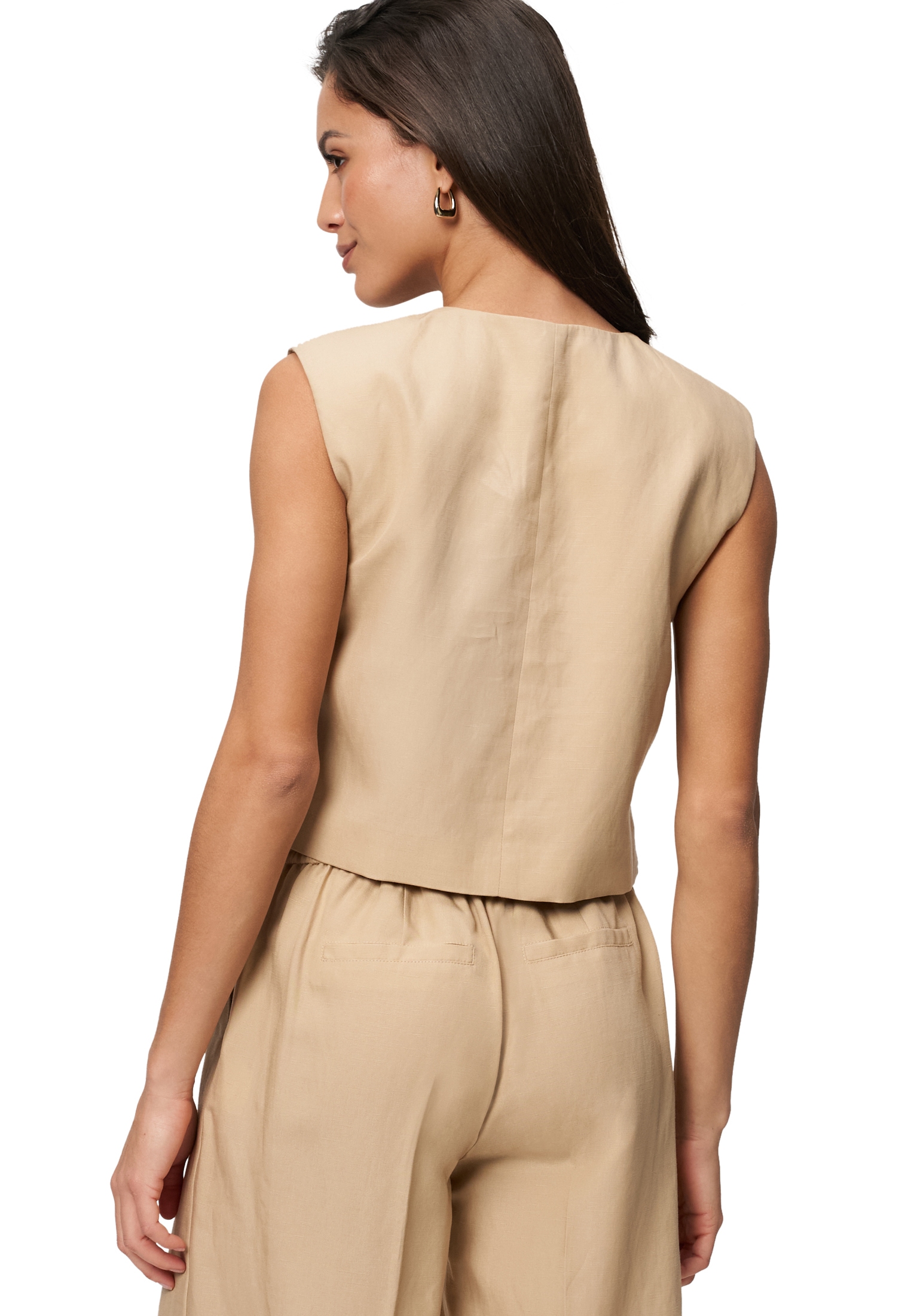 Zero Outdoorbluse »Leinenweste mit Knopfleiste«