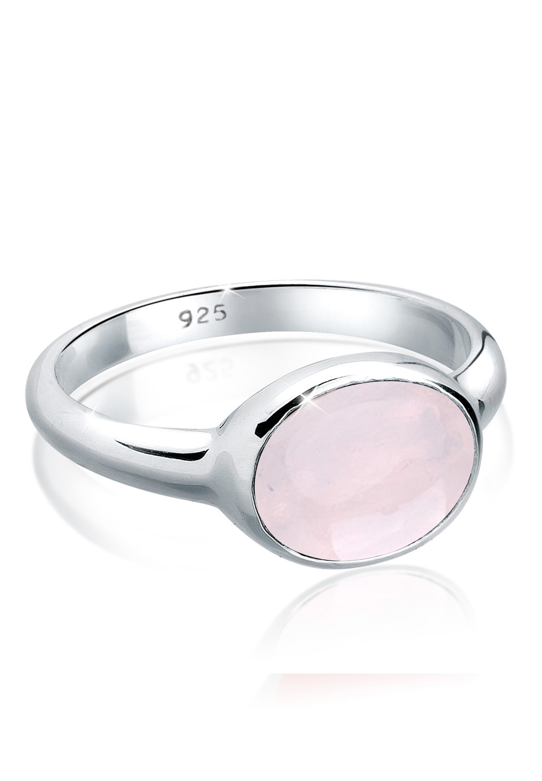 Elli Silberring »Ring Rosenquarz Solitär 925 Sterling Silber«