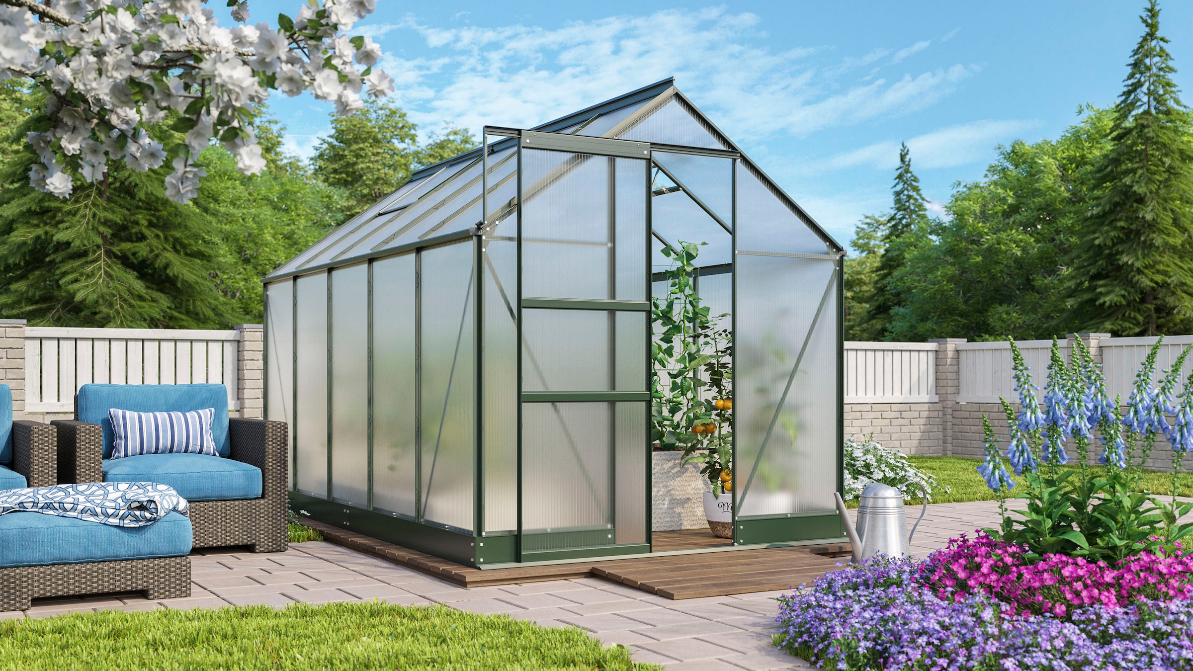 Vitavia Gewächshaus »Apollo 6200« Alu-Profile, Stahlfundamentrahmen, 6 mm Hohlkammerplatten