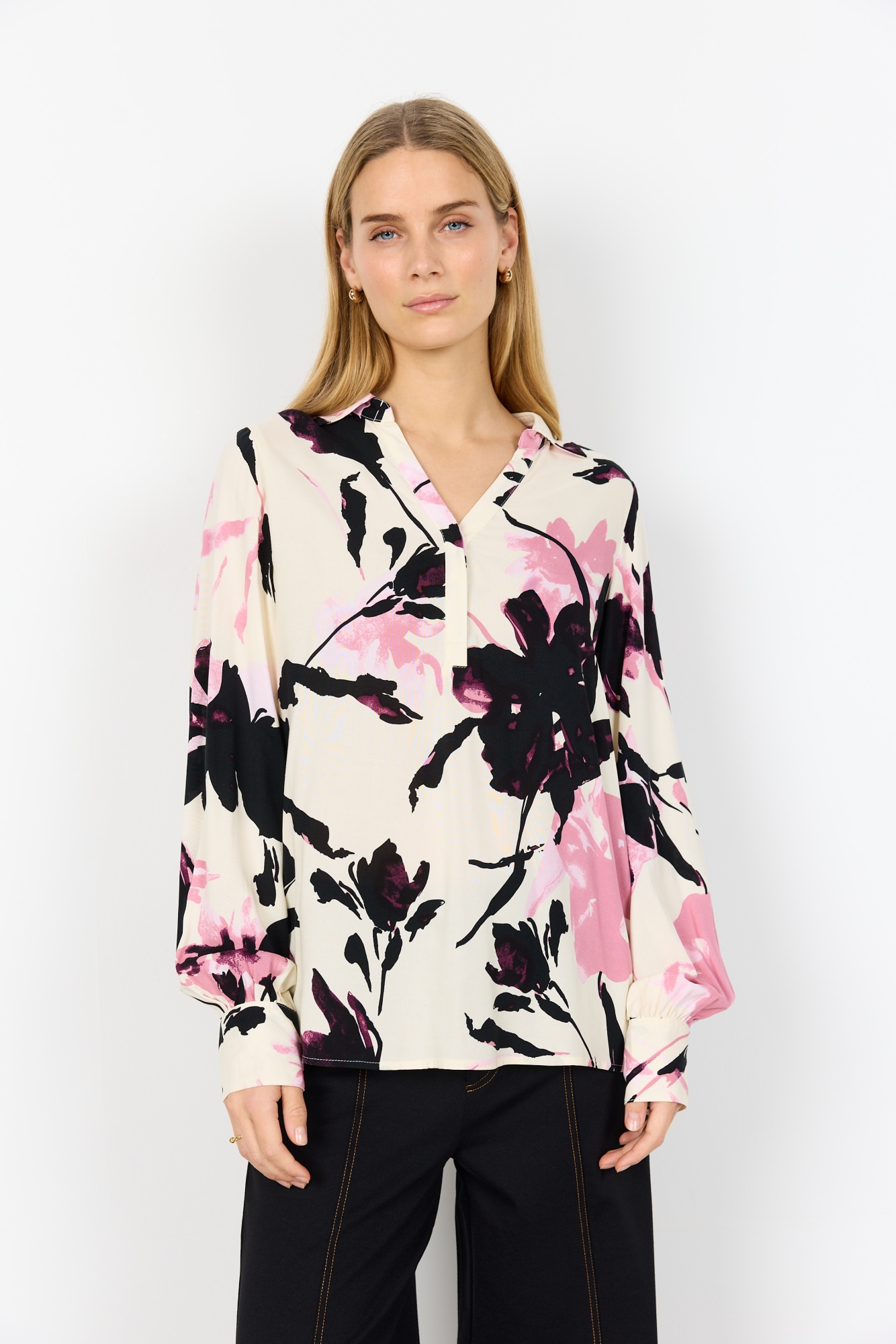 soyaconcept Druckbluse »SC-BENE 2« aus Viskose, Regular Fit, Langarm, mit Blusenkragen, pflegeleicht