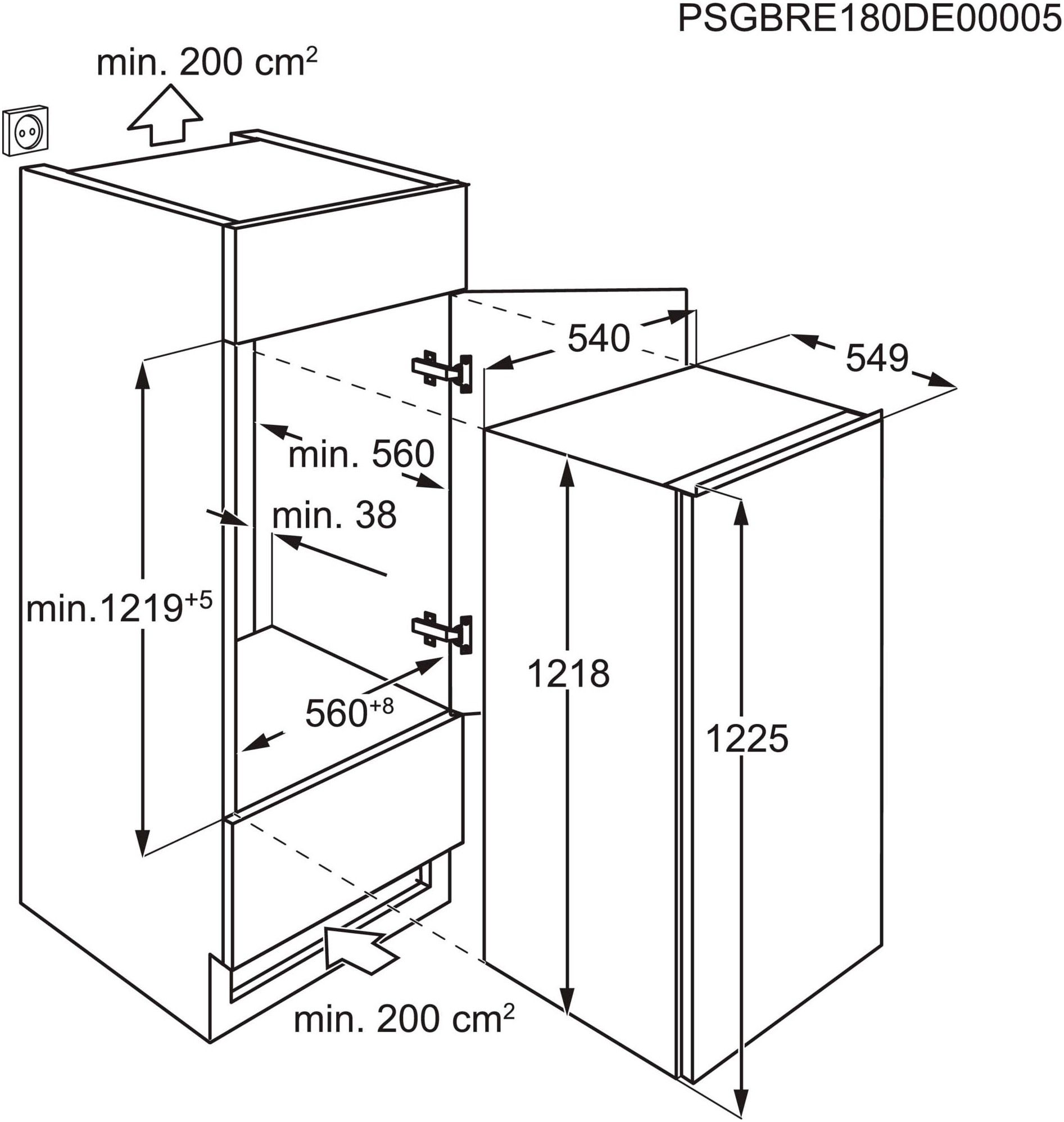 AEG Einbaukühlschrank Serie 6000 »TSK5O121ES«, 98 L, LowFrost-weniger Eisbildung, Temperaturalarm, Festtür