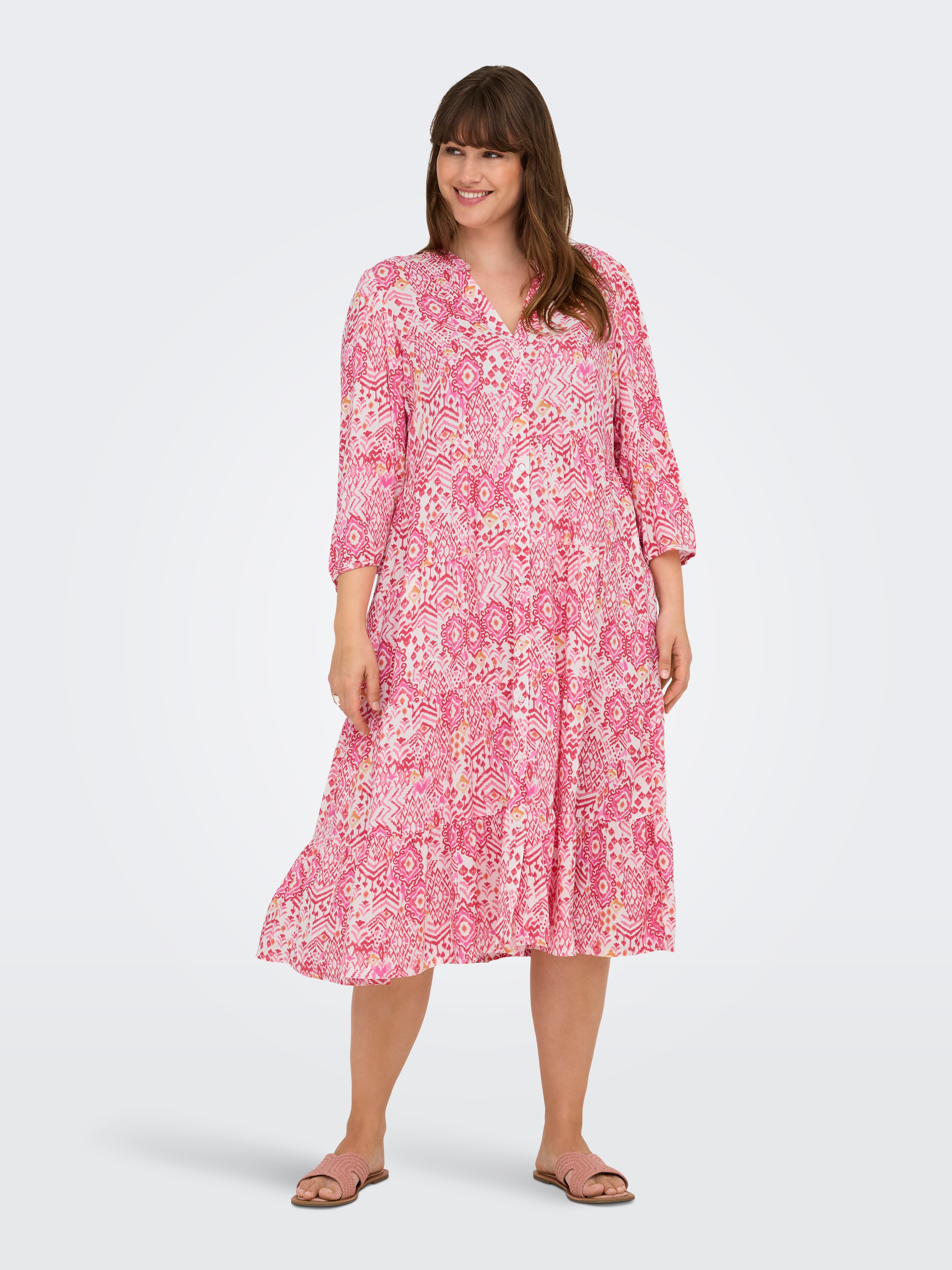 ONLY CARMAKOMA Tunikakleid »CARMILANA 3/4 DRESS WVN NOOS«, Sommerkleid