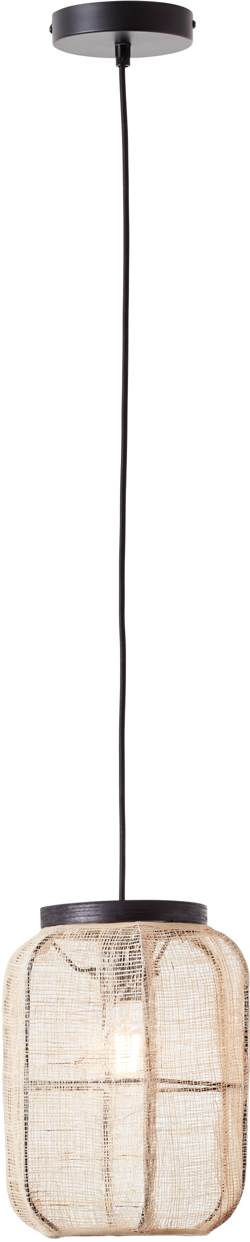 Home affaire Pendelleuchte »Rouez«, 1 flammig-flammig, Hängelampe mit 22cm Durchmesser, Schirm aus Textil und Holz