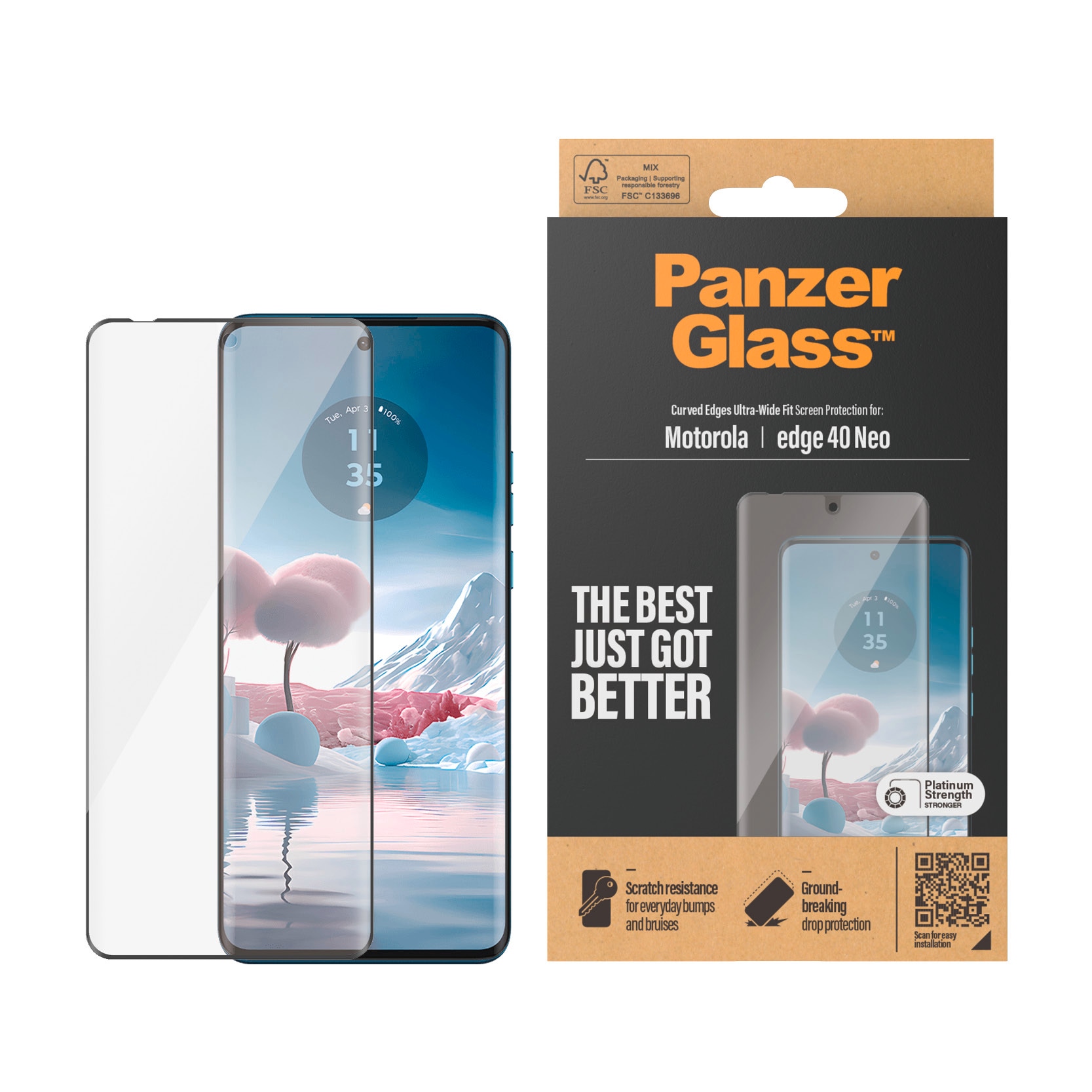 Displayschutzglas »Curved Edges Ultra-Wide Fit Screen Protector«, für Motorola Moto...