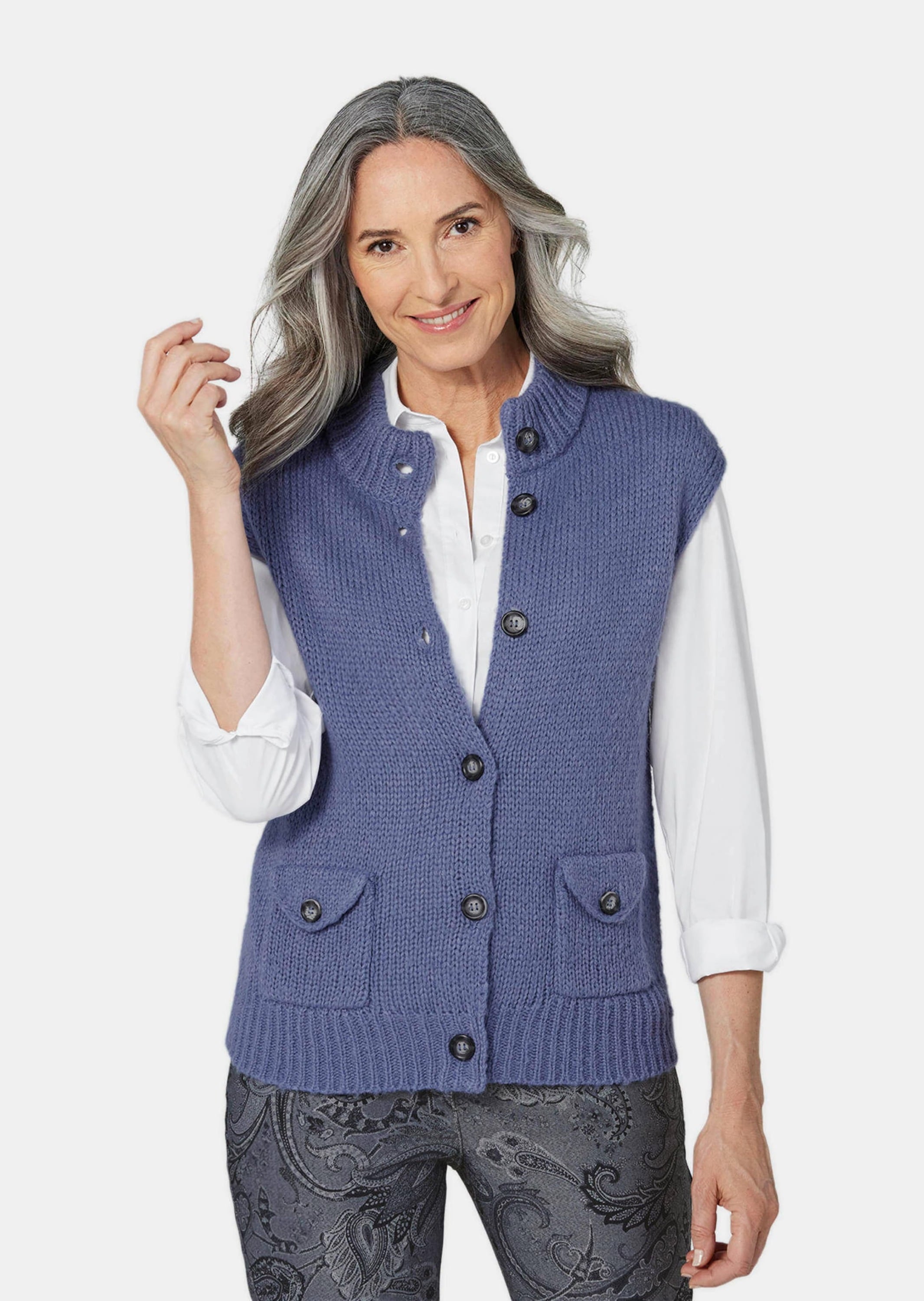 GOLDNER Strickjacke »Strickweste mit aufgesetzten Taschen«
