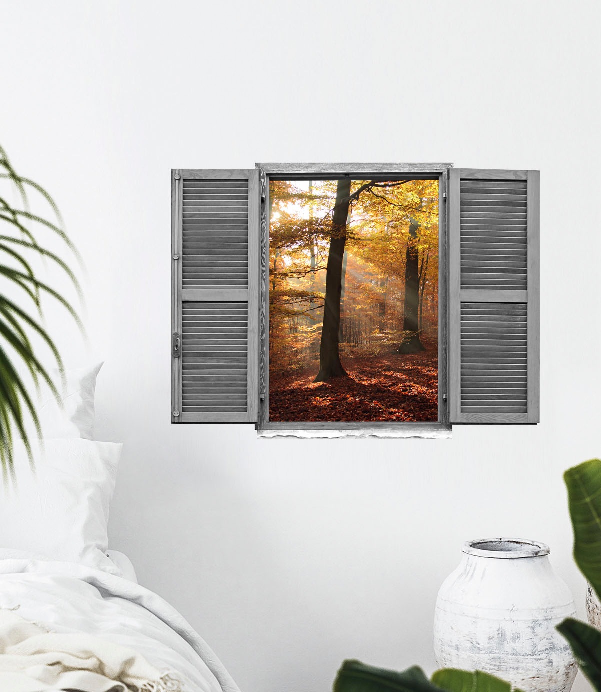 queence Wandtattoo »Wald im Herbst« Wandsticker, Wandbild, selbstklebend, 3D, Fenster