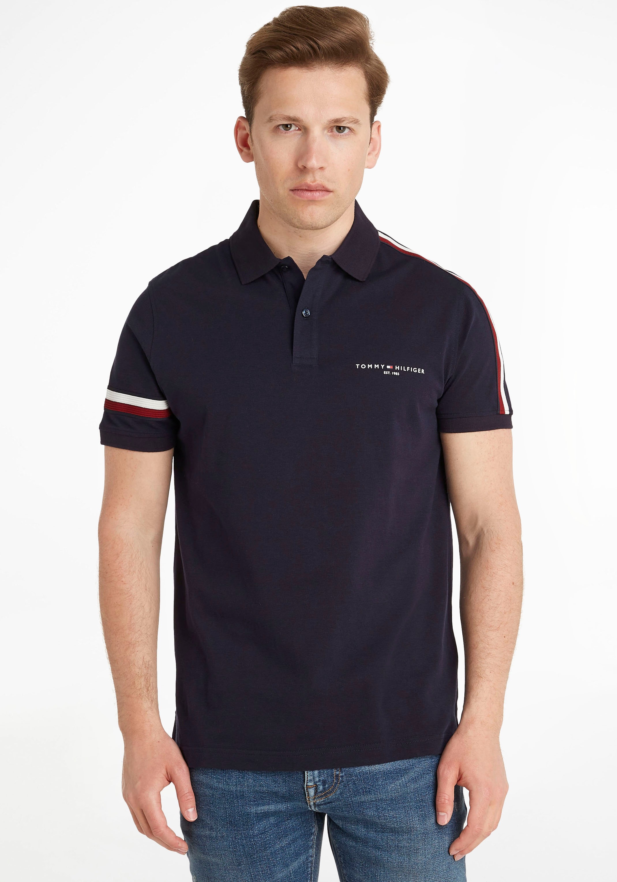 Tommy Hilfiger Poloshirt »GLOBAL STRIPE SLEEVE REG POLO« mit Streifenapplikationen am Ärmel