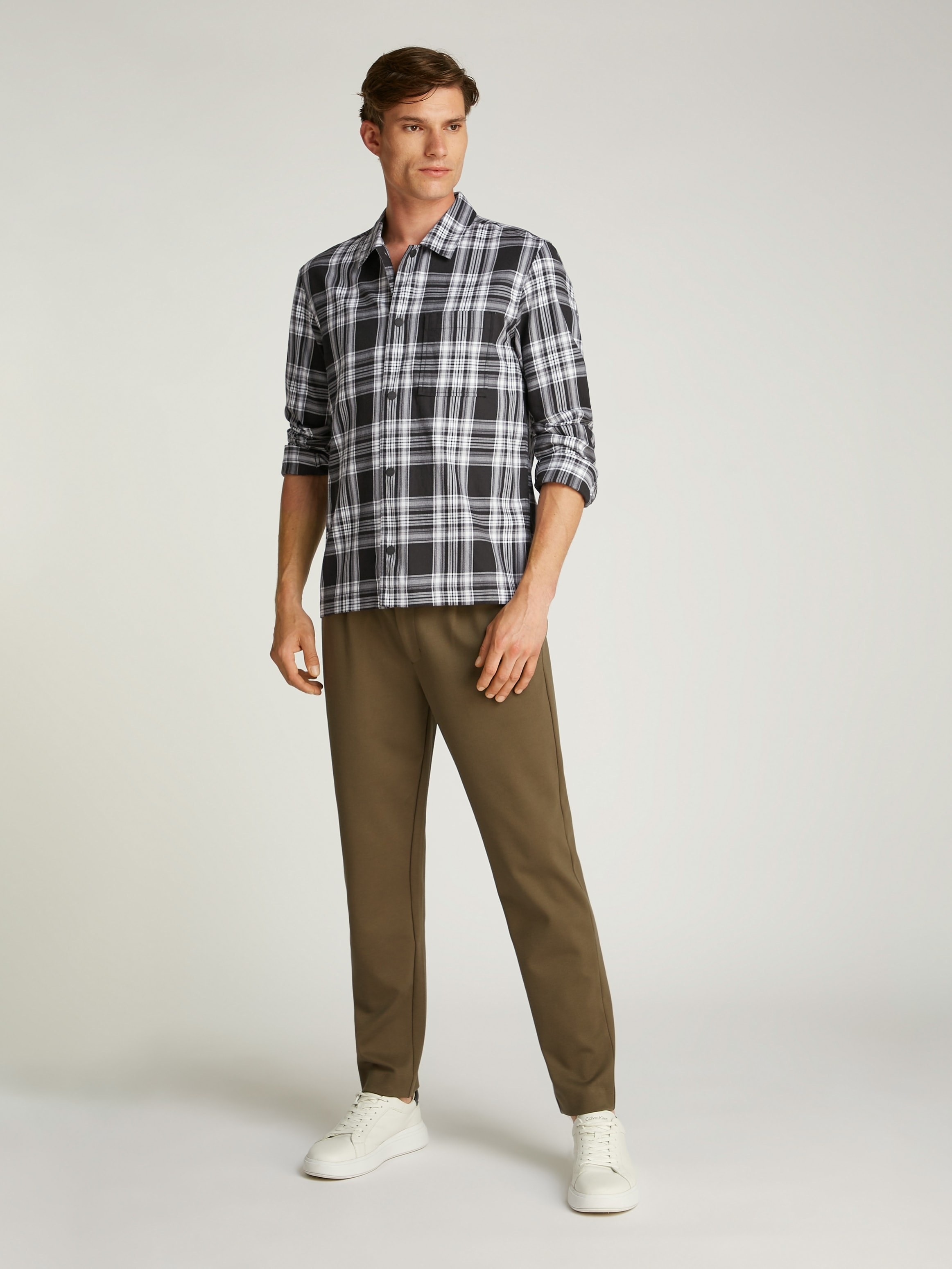 Calvin Klein Karohemd »TWILL CHECK SNAPS OVERSHIRT«, mit Logoprint