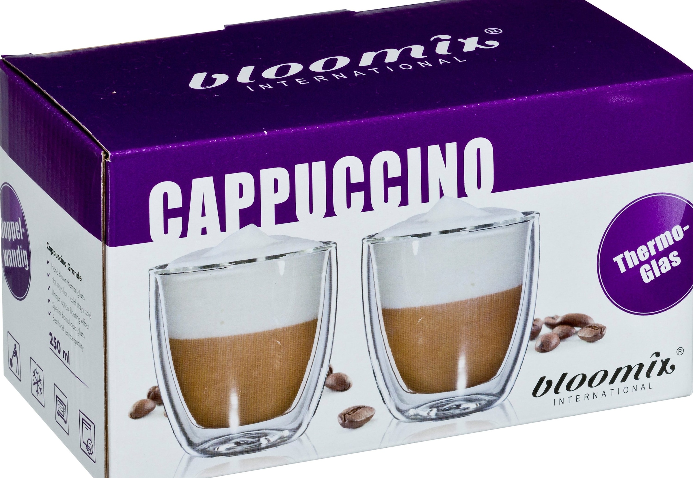 Bloomix Glas »Cappuccino Grande«, (Set, 4 tlg.), doppelwandig