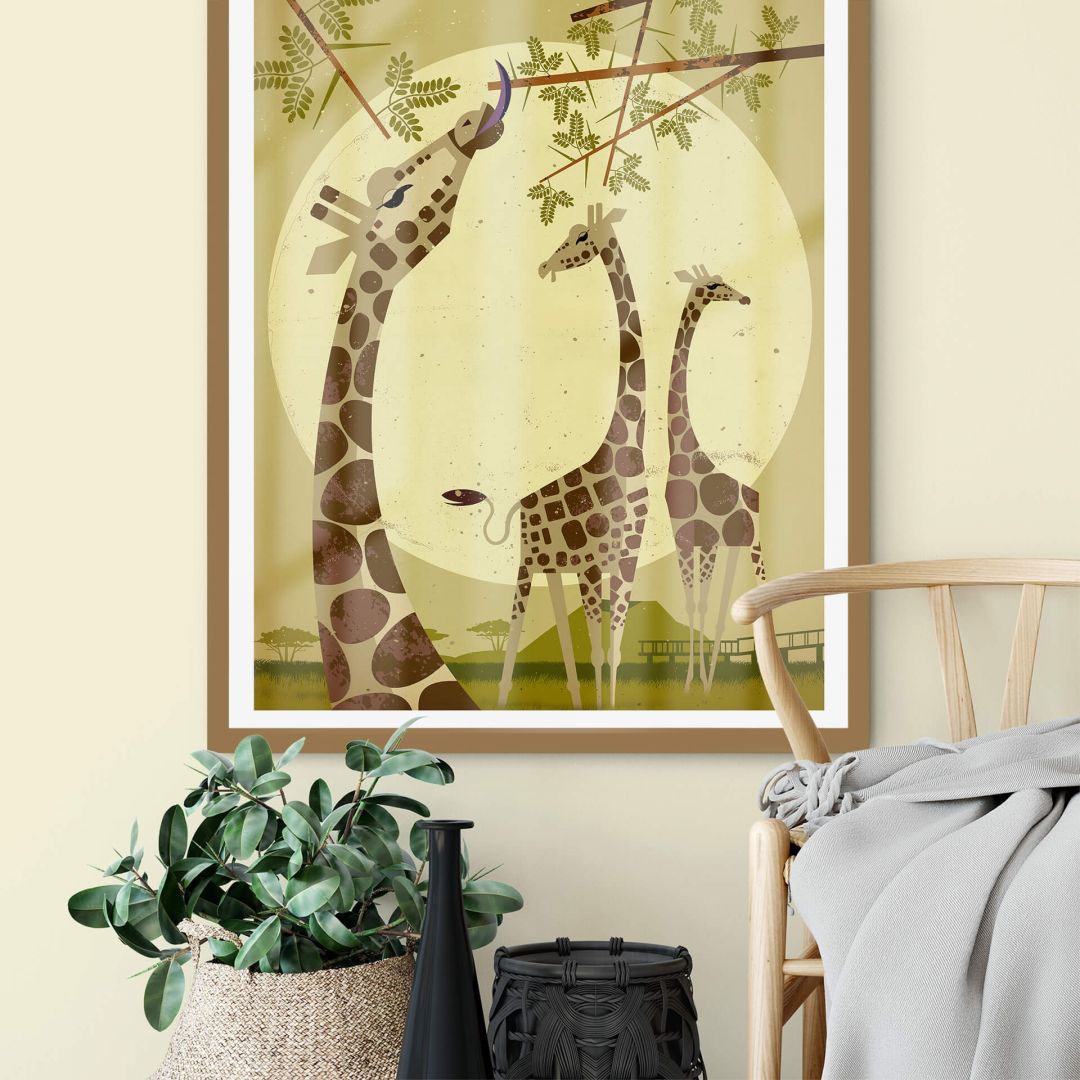 Wall-Art Rechnung Poster (1 Bild, Wandbild, kaufen »Giraffes«, Tiere, Wandposter auf Poster, St.),