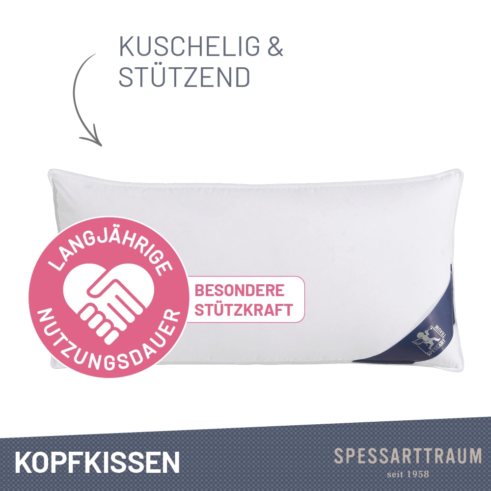 SPESSARTTRAUM 3-Kammer-Kopfkissen »Premium«, Füllung: 100% Gänsedaunen, Klasse 1, Downpass zertifiziert (Aussenkammern), Bezug: 100% Baumwolle, nachhaltig (Made in Green), Hausstauballergiker geeignet, (1 St.), gute Stützkraft