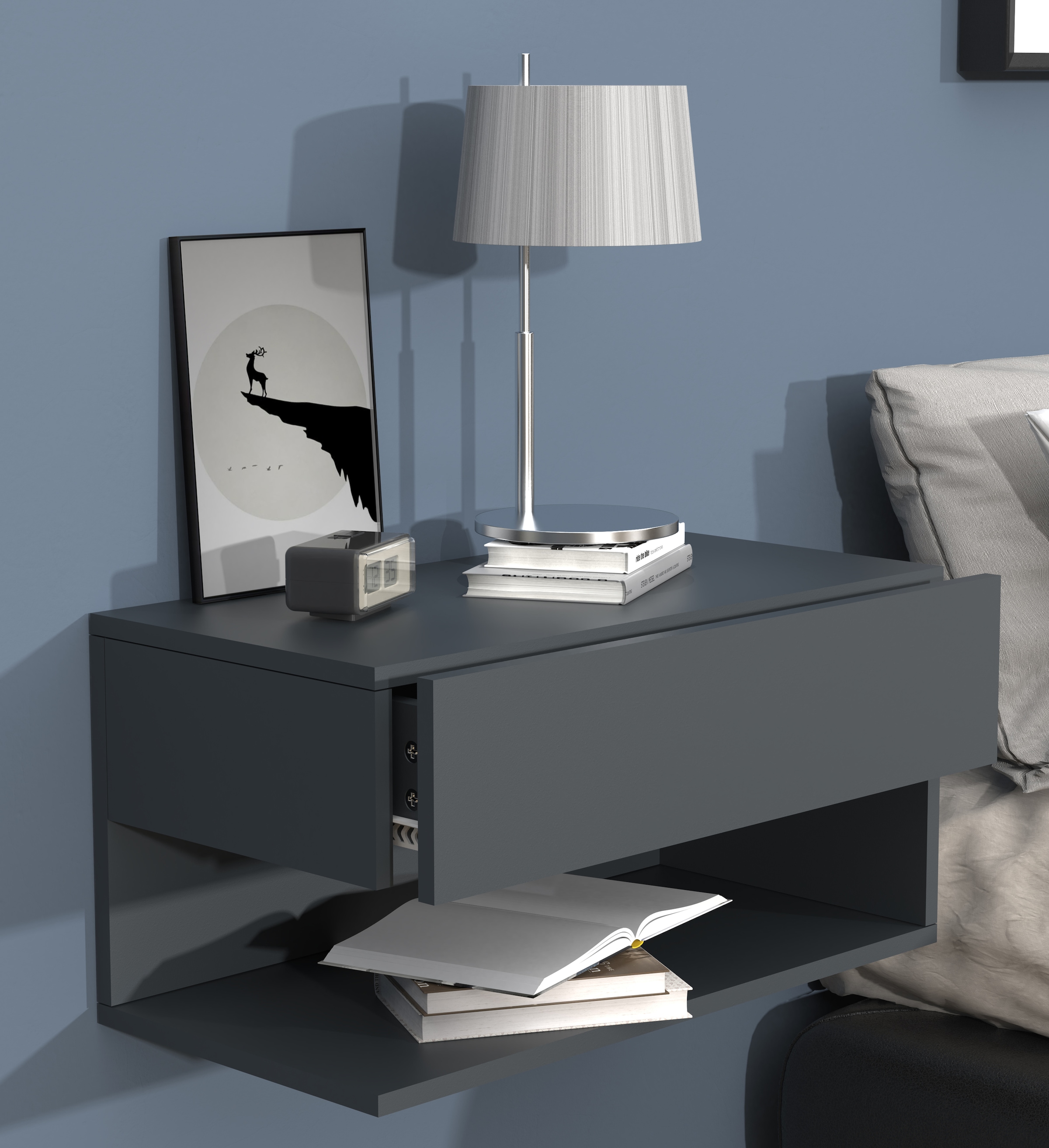 VCM Nachtkonsole »VCM Nachtschrank | Wandschublade | Wandboard | Nachttisch |Maße ca. H. 30 x B. 60 x T. 32 cm - Usal XL 60 cm«, (VCM Usal)