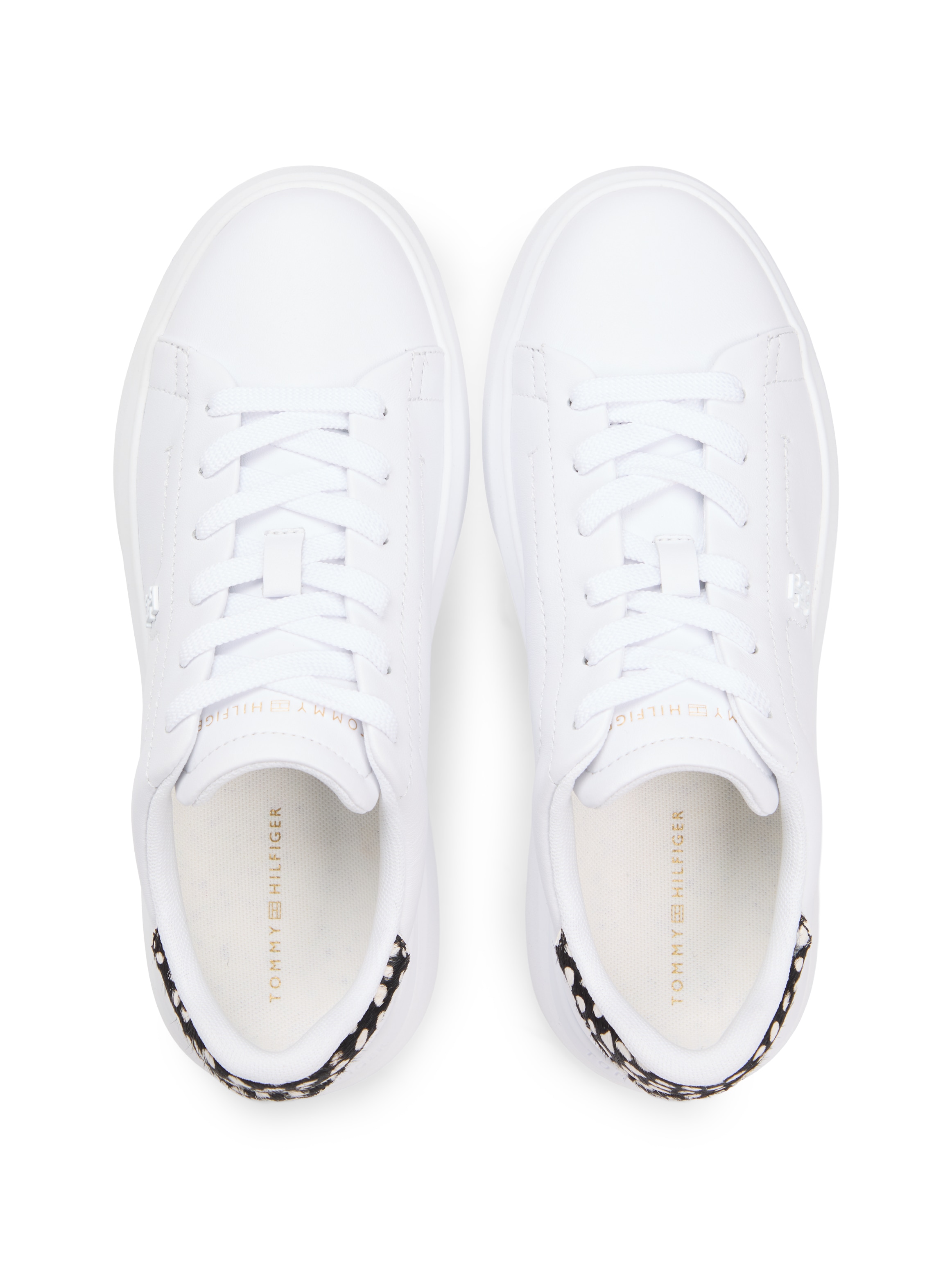 Tommy Hilfiger Plateausneaker »ANIMAL PRINT PLATFORM SNEAKER«  , Schnürer, Halbschuh, Freizeitschuh, gepunkteter Braun-Beiger-Besatz