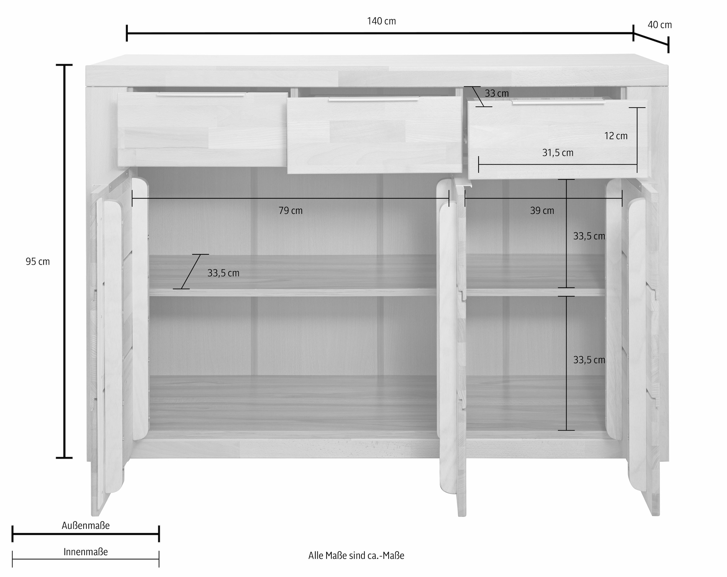 Home affaire Sideboard »Zara«, Breite 140 cm