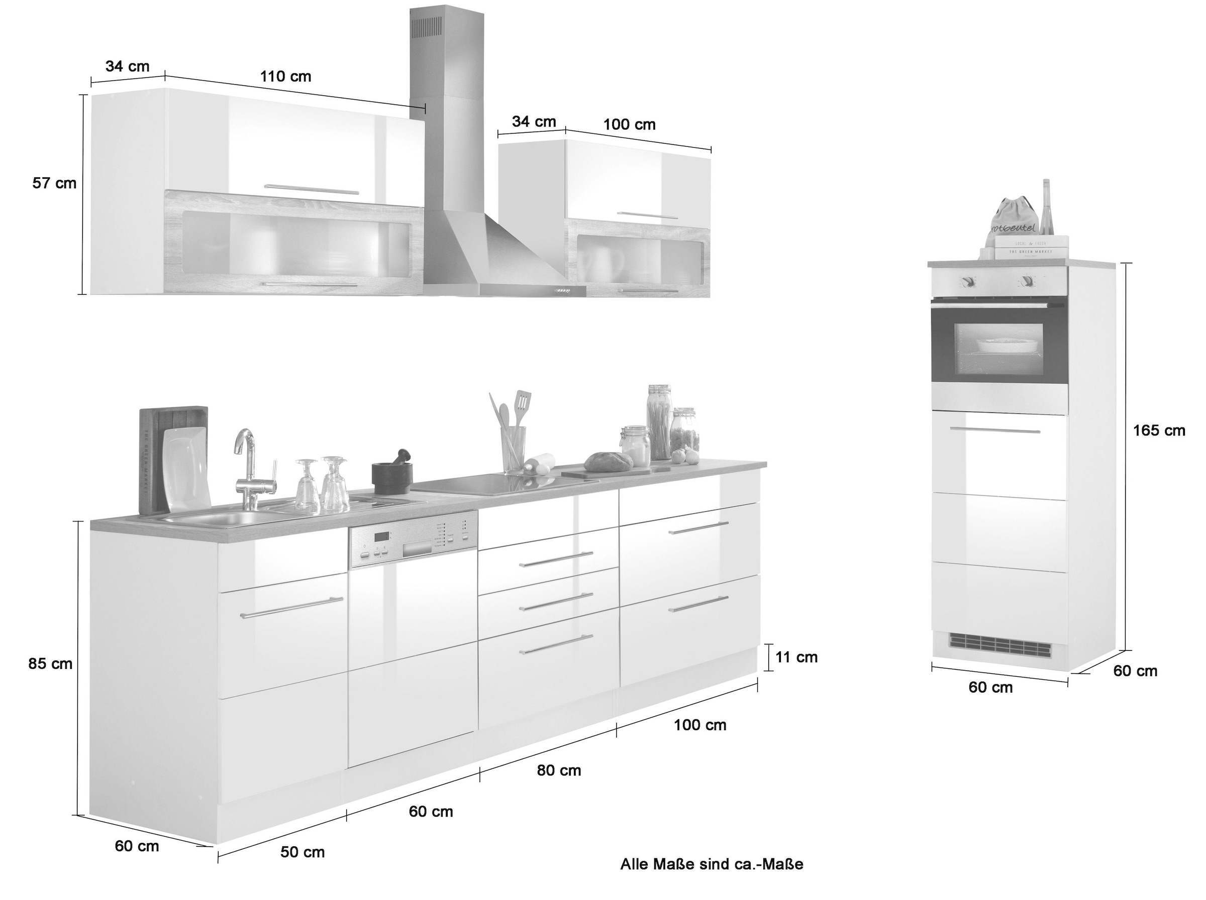 Bestseller HELD MÖBEL mit und Induktion Küchenzeile »Wien«, E-Geräten auf 350 cm, kaufen Breite wahlweise Raten