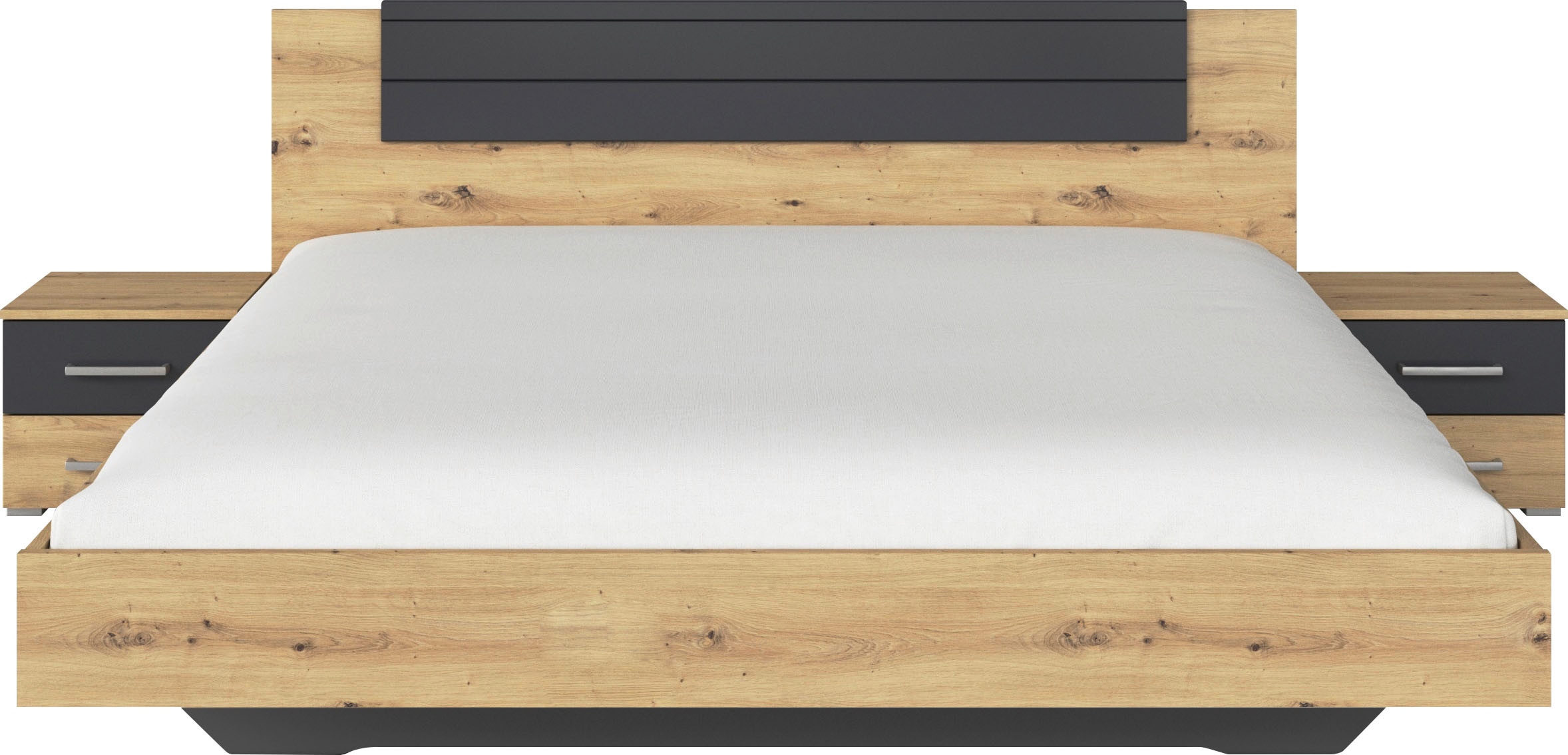 rauch Bettanlage »Doppelbett Futonbett BARCELONA in schwebender Optik«, (Set, 3 tlg.), und Farbabsetzungen mit 2 Nachttischen MADE IN GERMANY