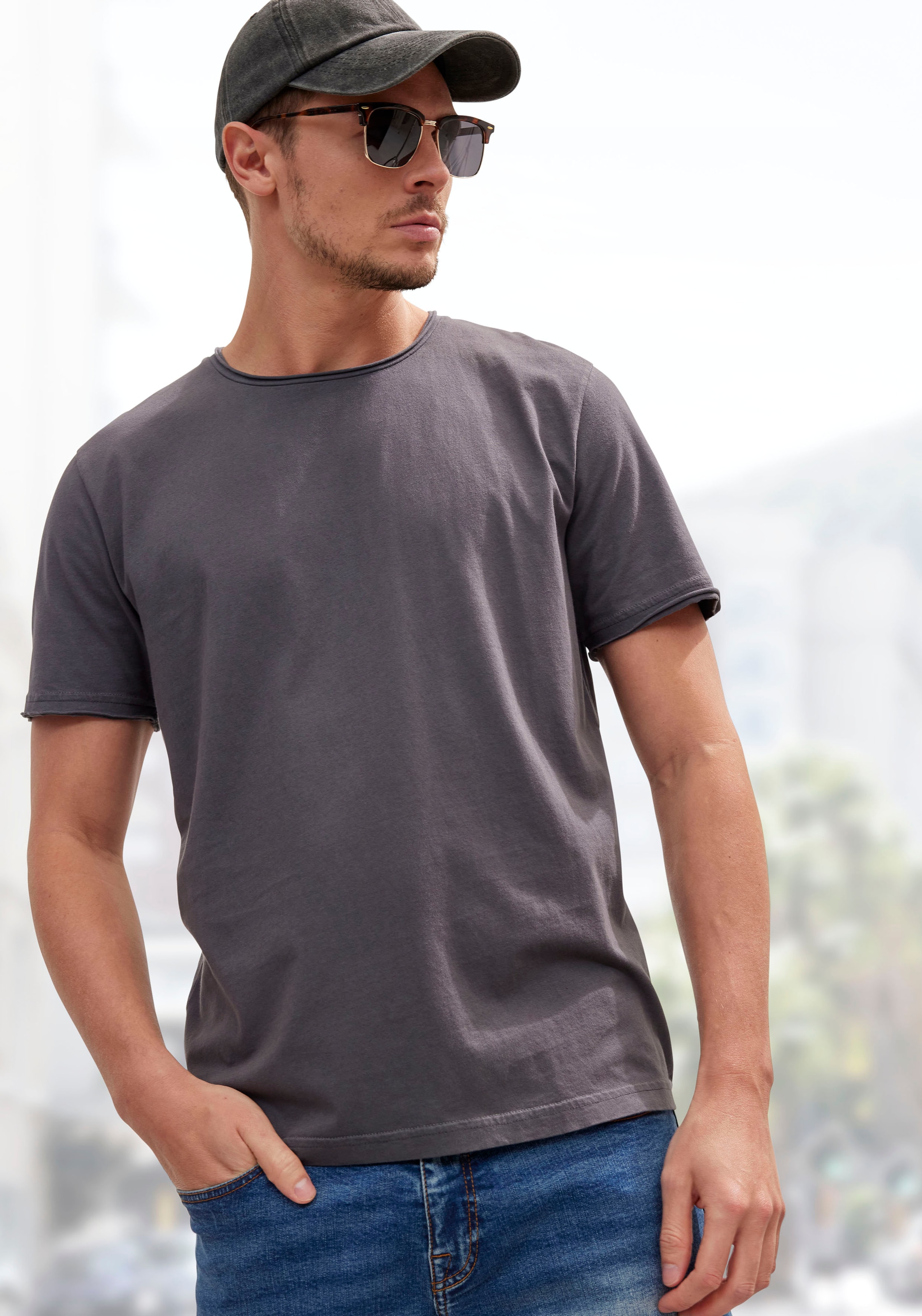 John Devin T-Shirt, (Packung, 2), Relaxed Fit, Kurzarm, Freizeitshirt mit Rundhals aus reiner Baumwolle