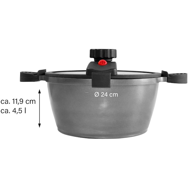 STONELINE Dampfgartopf, Aluminiumguss, (1 tlg.), Dampfkochtopf, Ø 24 cm,  Induktion mit 3 Jahren XXL Garantie