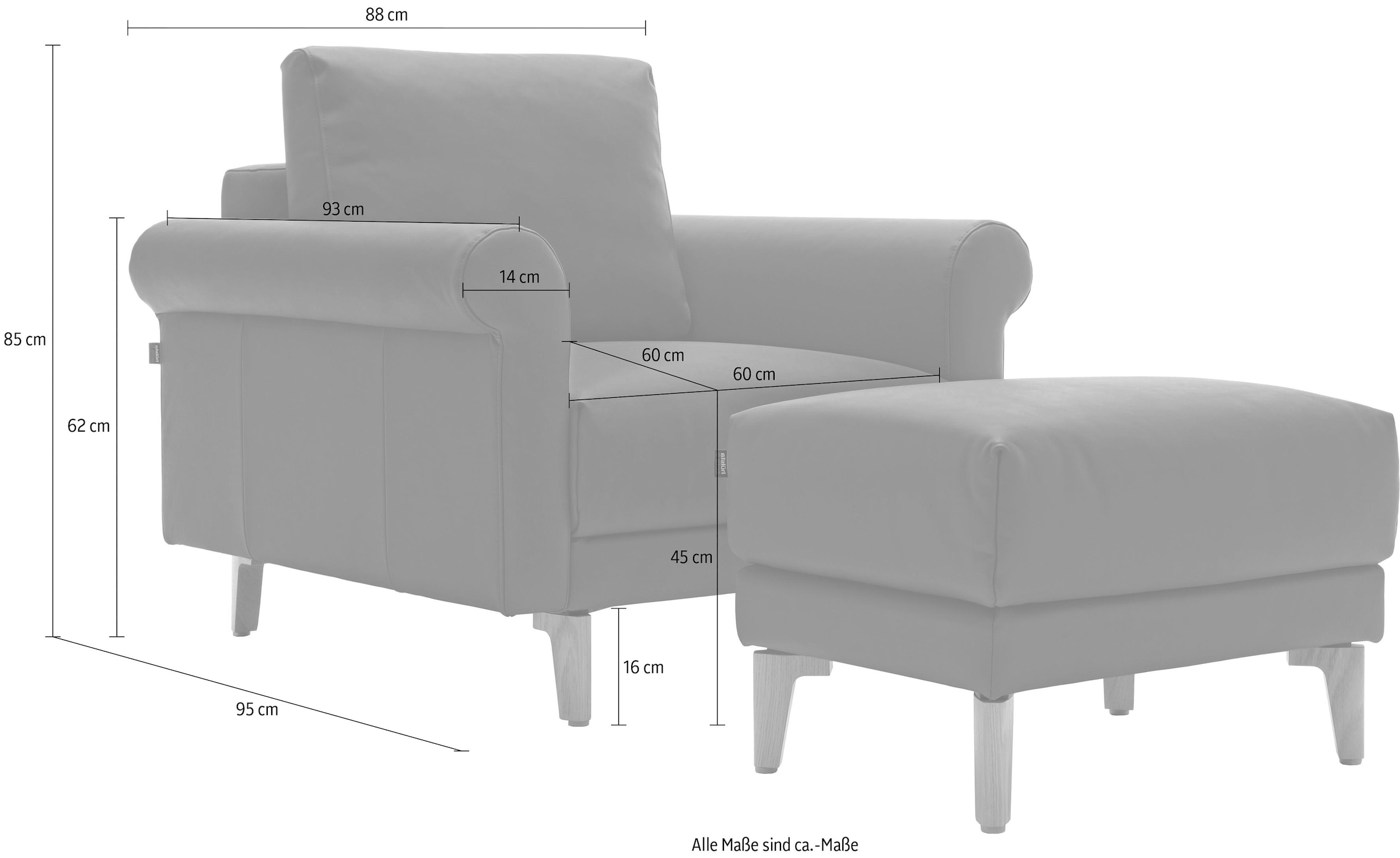 sofa Sessel cm, »hs.450«, Fuß auf modern Landhaus, Raten Breite Nussbaum 88 hülsta kaufen