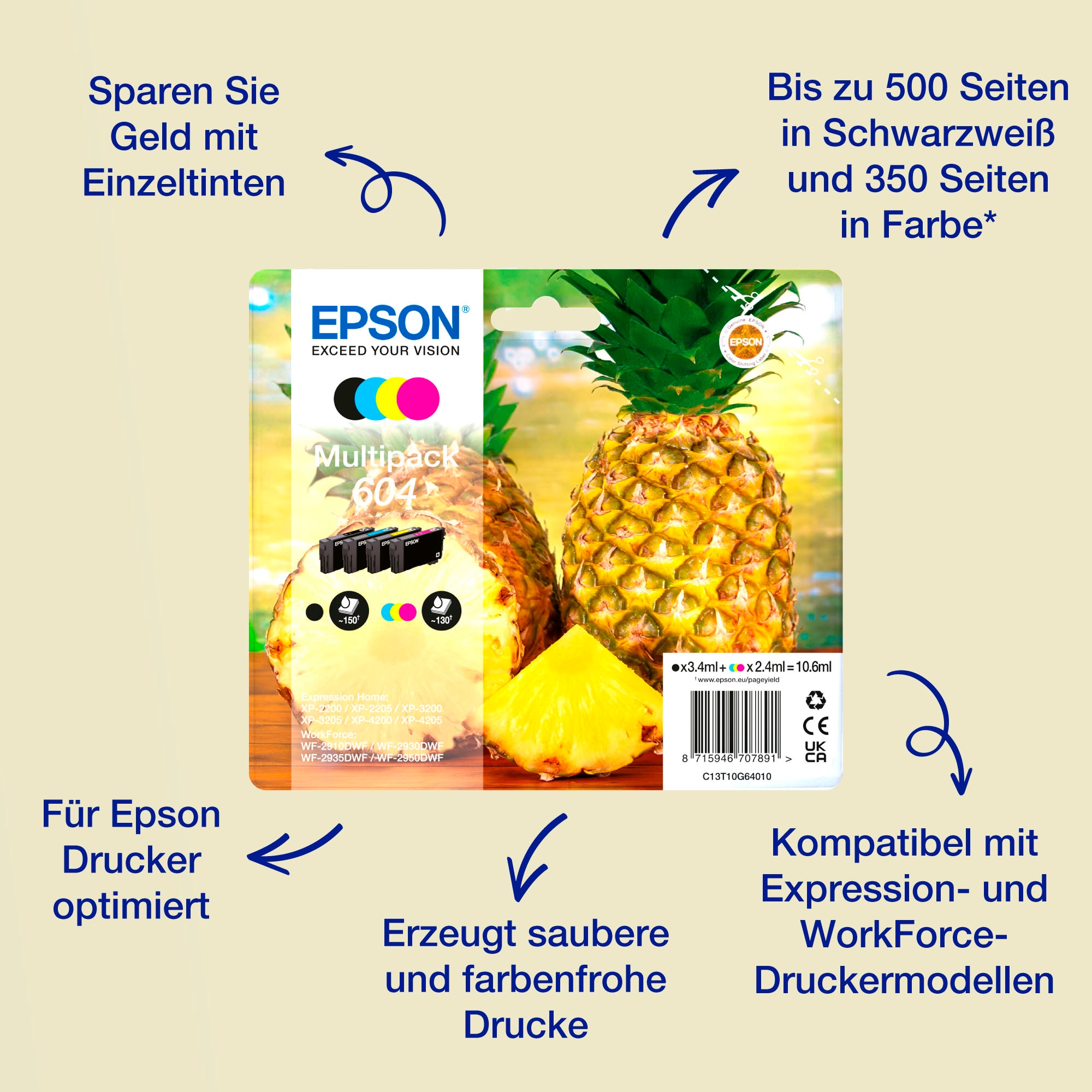 Epson Tintenpatrone »16  Mulitpack - 4 Farben- Druckerpatrone«